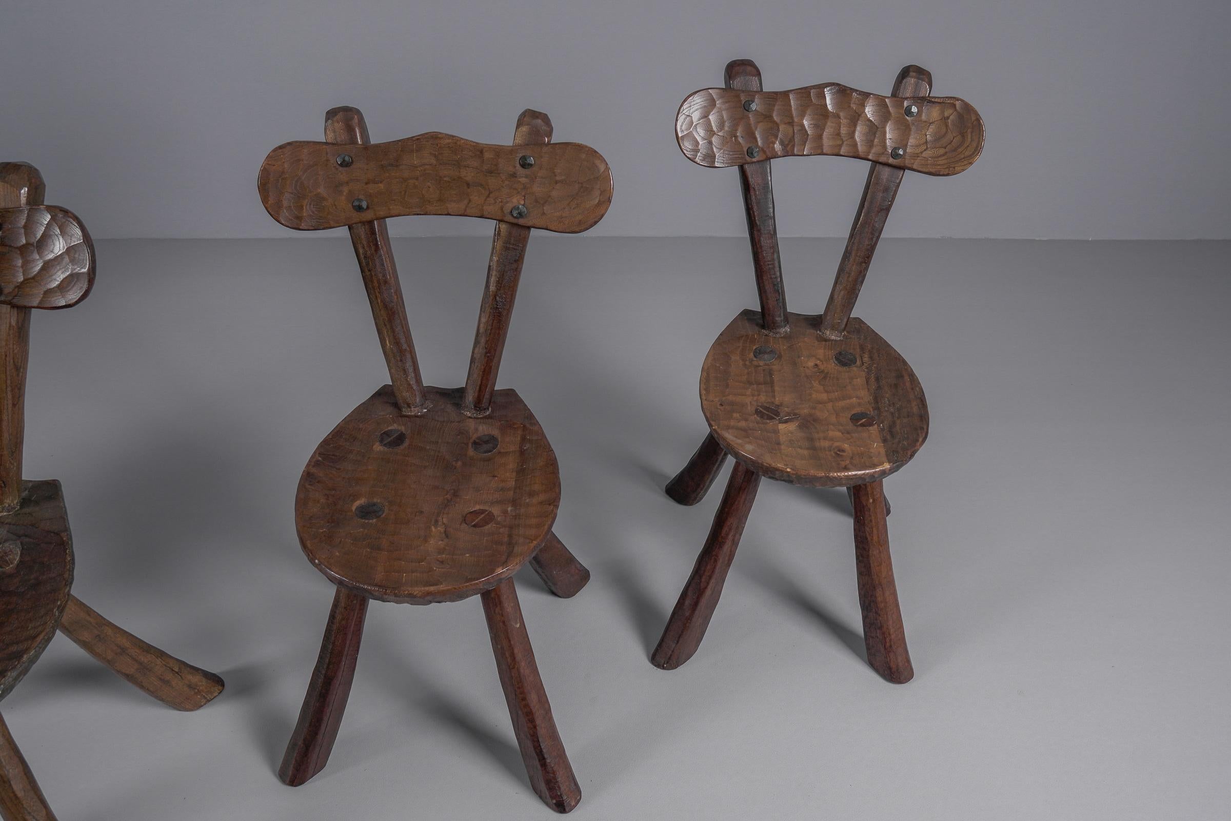 Set of 5 Brutalist Rustic Modern Sculptured Chairs i. t. Style of Alexandre Noll For Sale 3