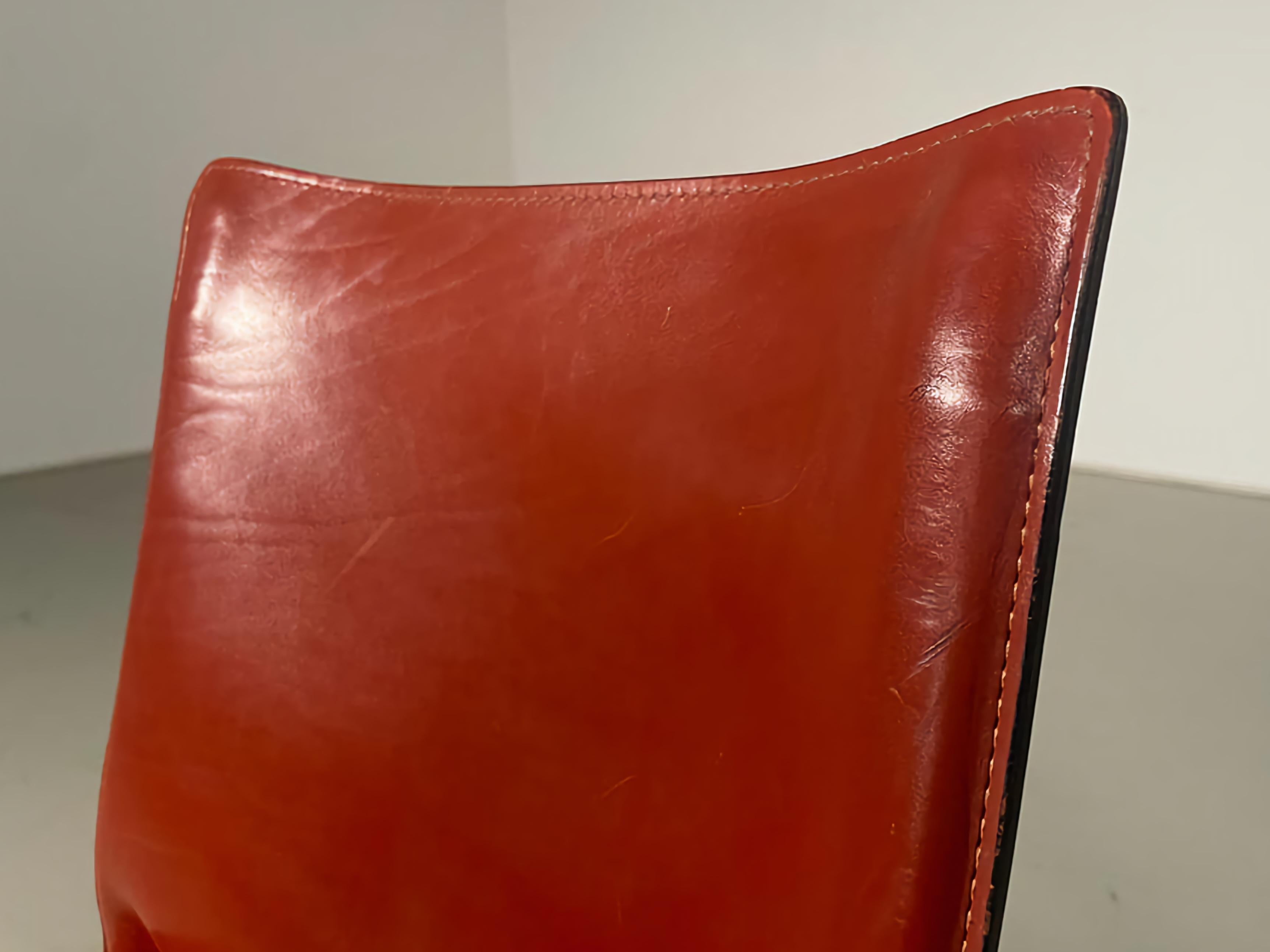 Set of 5 CAB 412 Chairs in Russian Red leather by Mario Bellini for Cassina 3