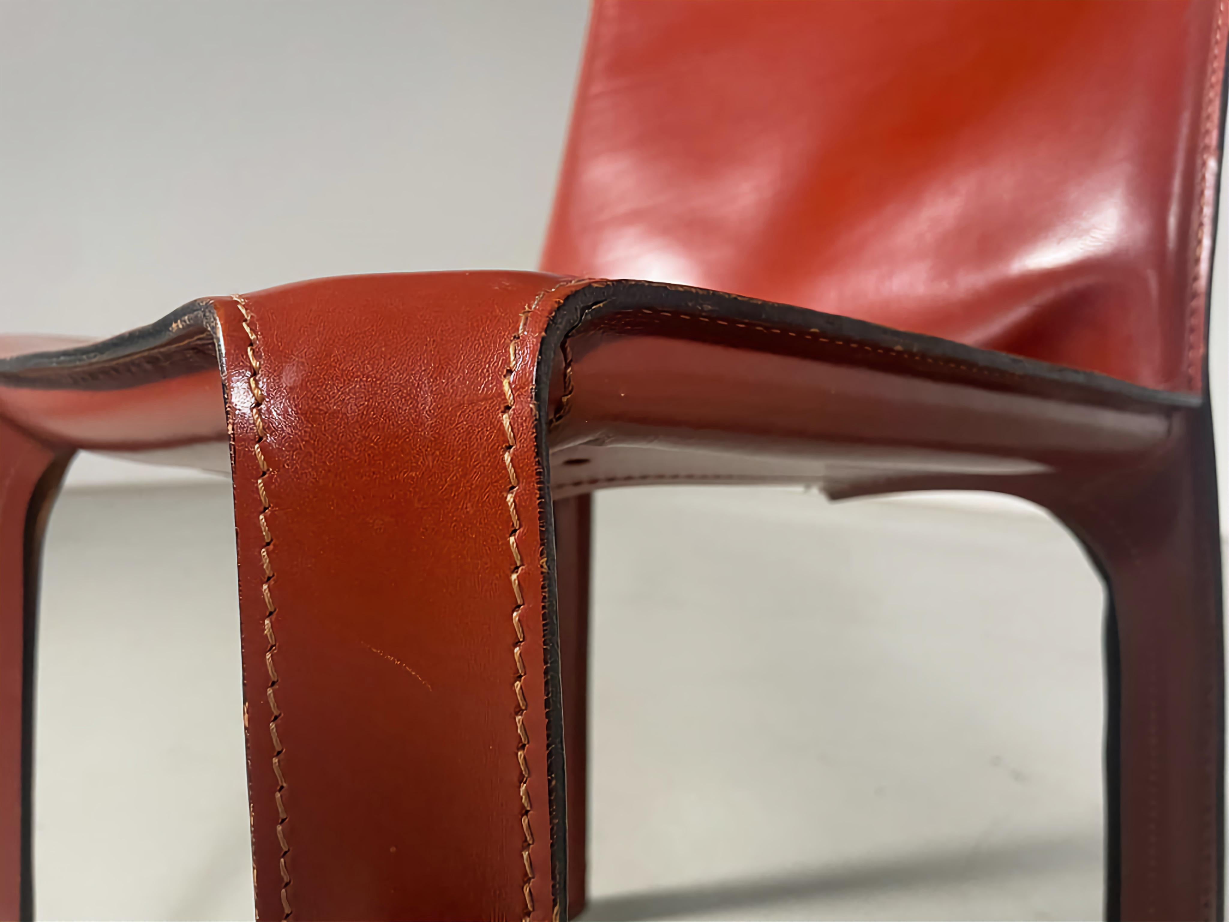 Set of 5 CAB 412 Chairs in Russian Red leather by Mario Bellini for Cassina 4