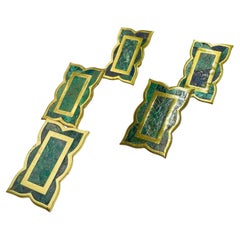 Set von 5 Schrankgriffen aus Messing und Steinintarsien von Los Castillo, Mexiko 1950er Jahre
