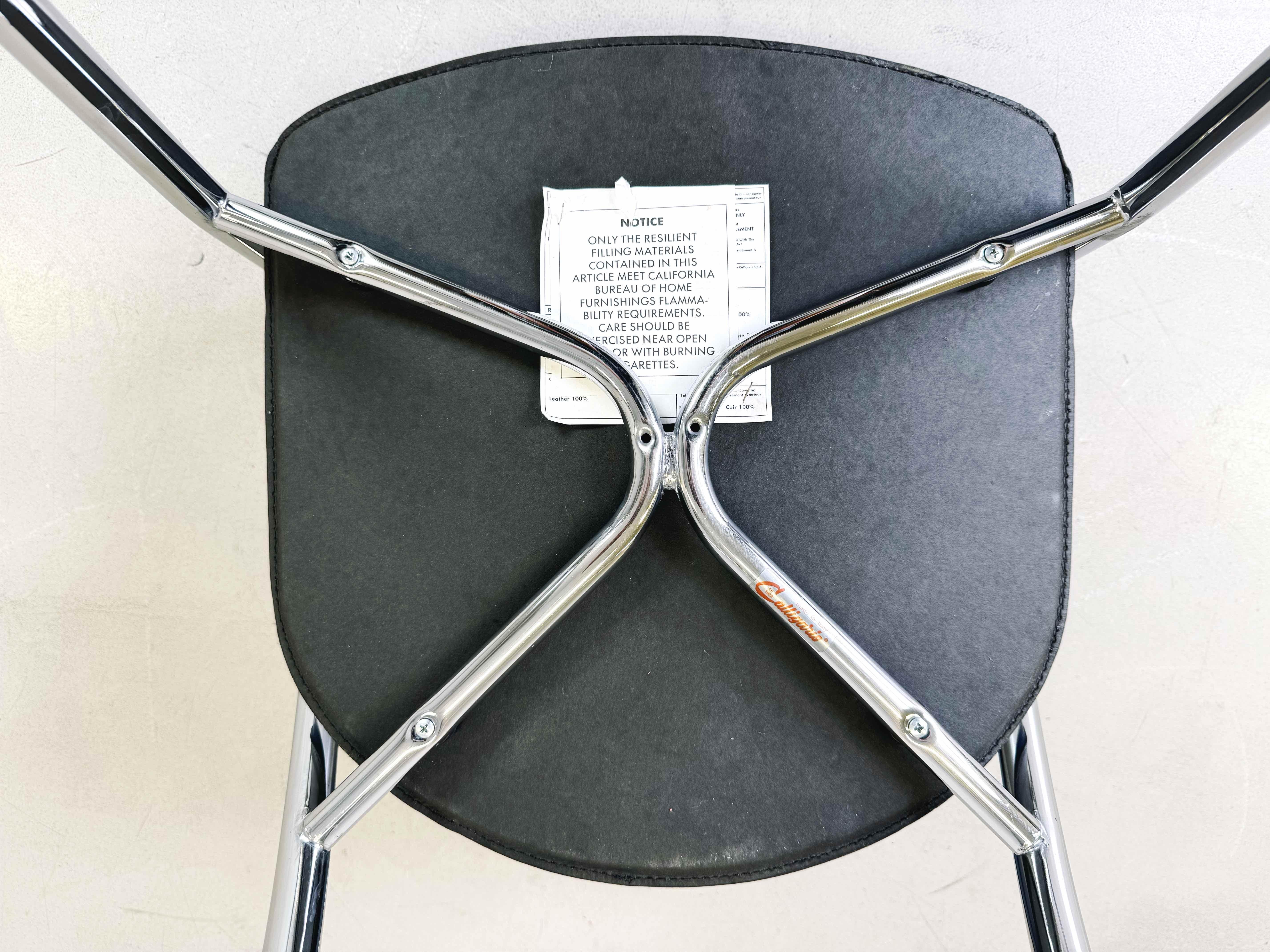 Ensemble de 5 chaises Calligaris en cuir bleu Italie 1990 7