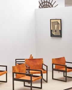 Set aus 5 Kamelledersesseln, Deutschland 1960er Jahre'