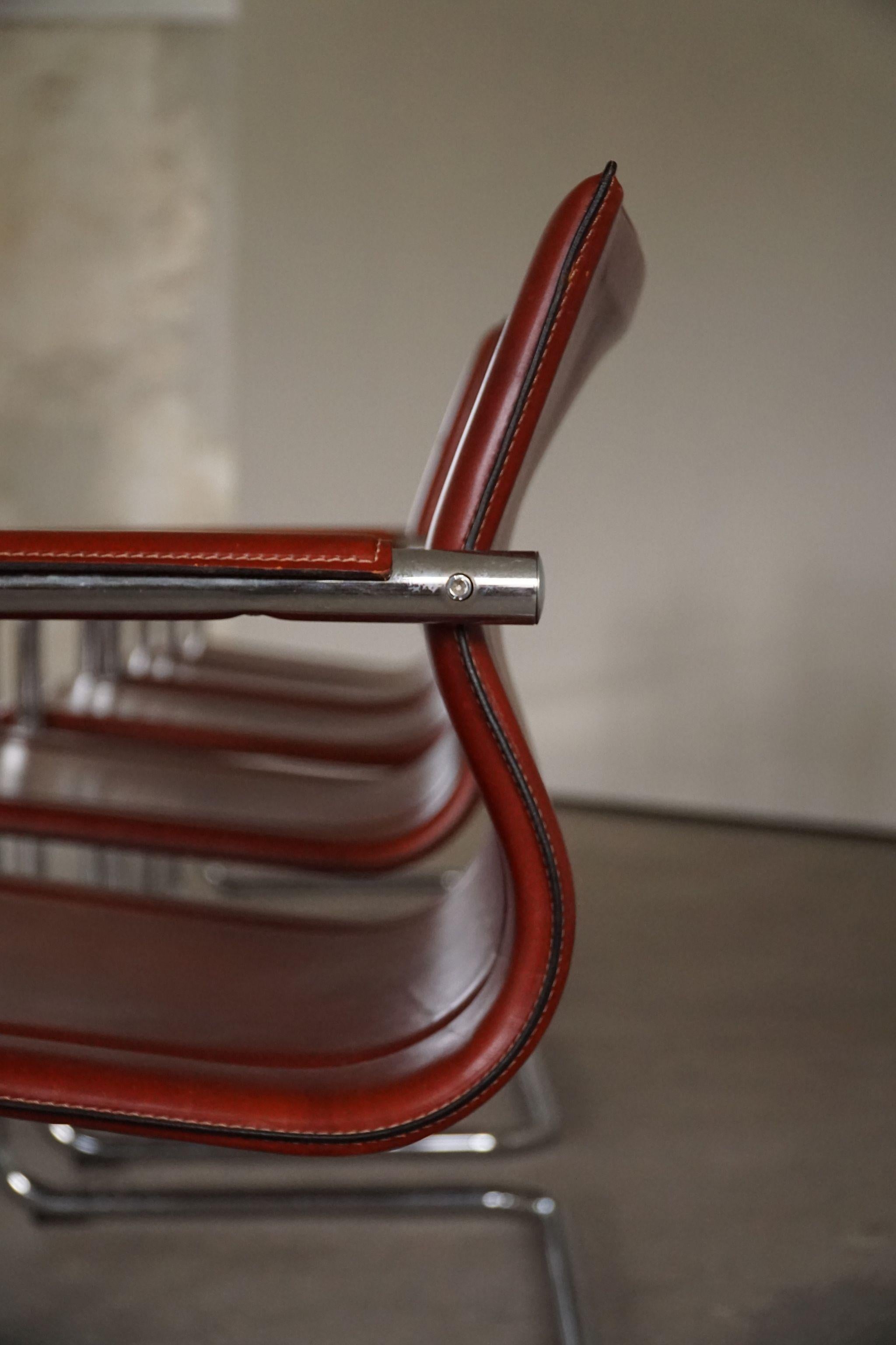 Freitragende 5er-Sessel aus Leder von Matteo Grassi, Modell MG15, Italien 70er Jahre im Angebot 5