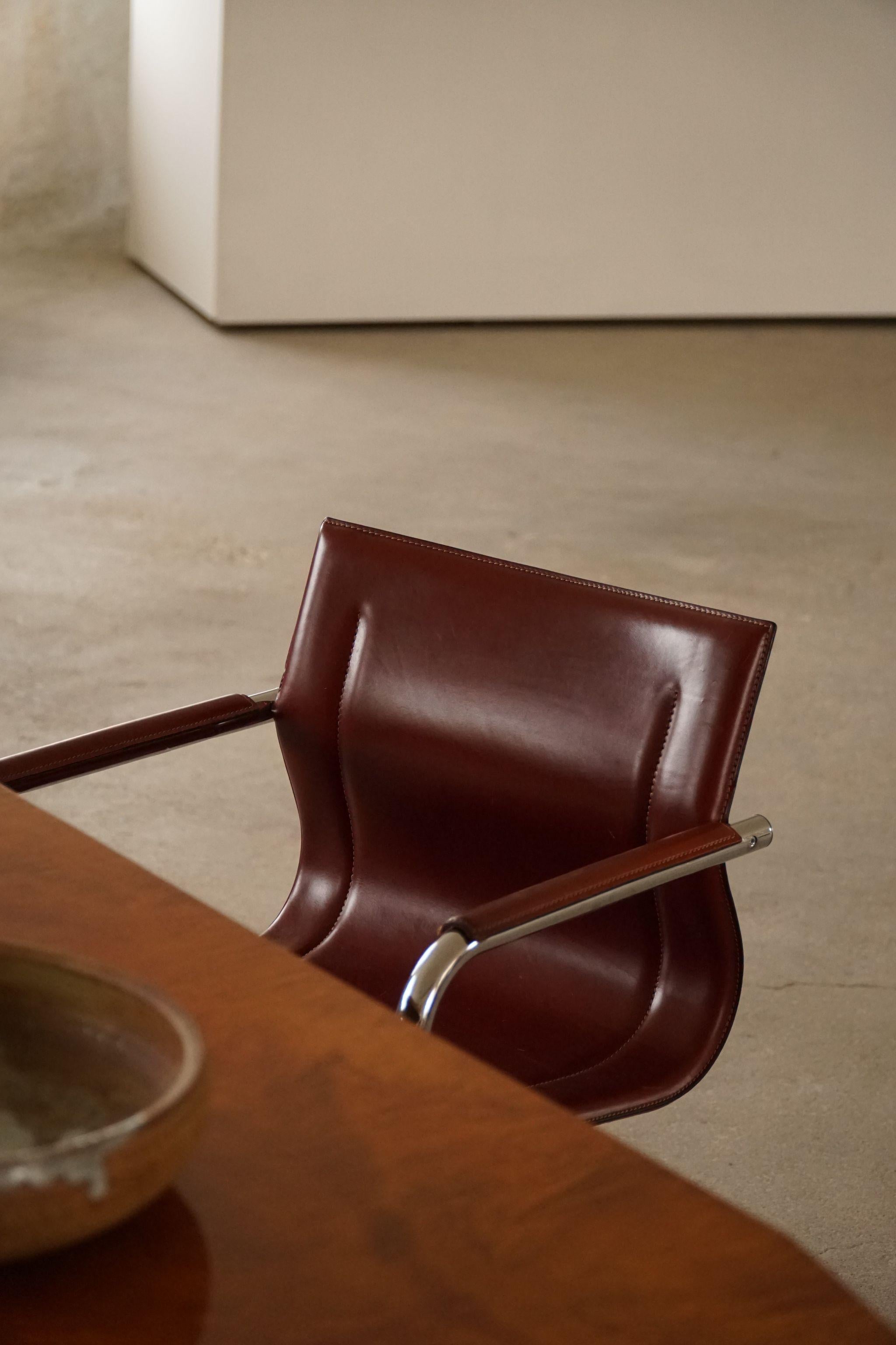 Bauhaus Set of 5 Cantilever Armchairs in Leather by Matteo Grassi, Model MG15, Italy 70s For Sale