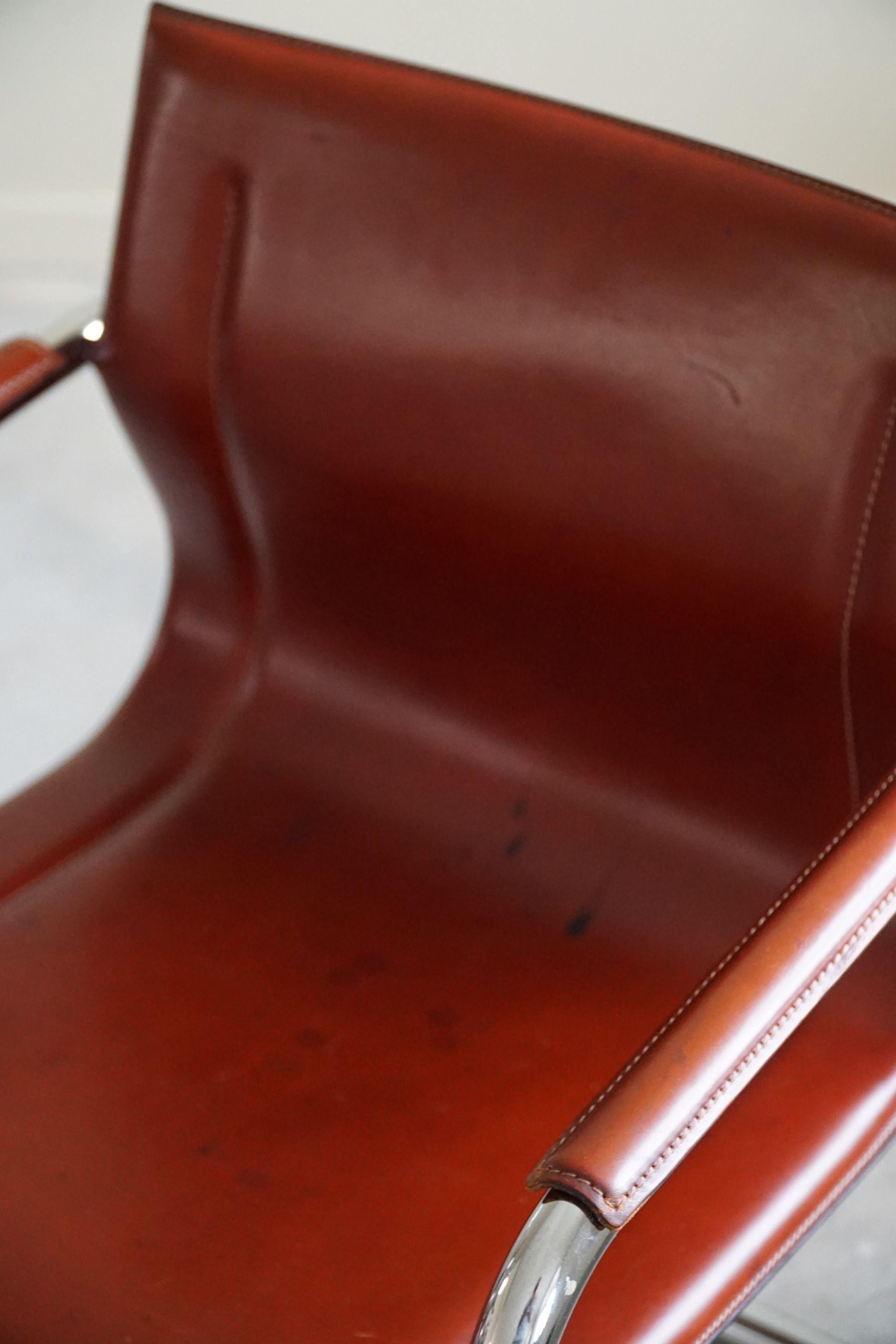 Freitragende 5er-Sessel aus Leder von Matteo Grassi, Modell MG15, Italien 70er Jahre (Stahl) im Angebot