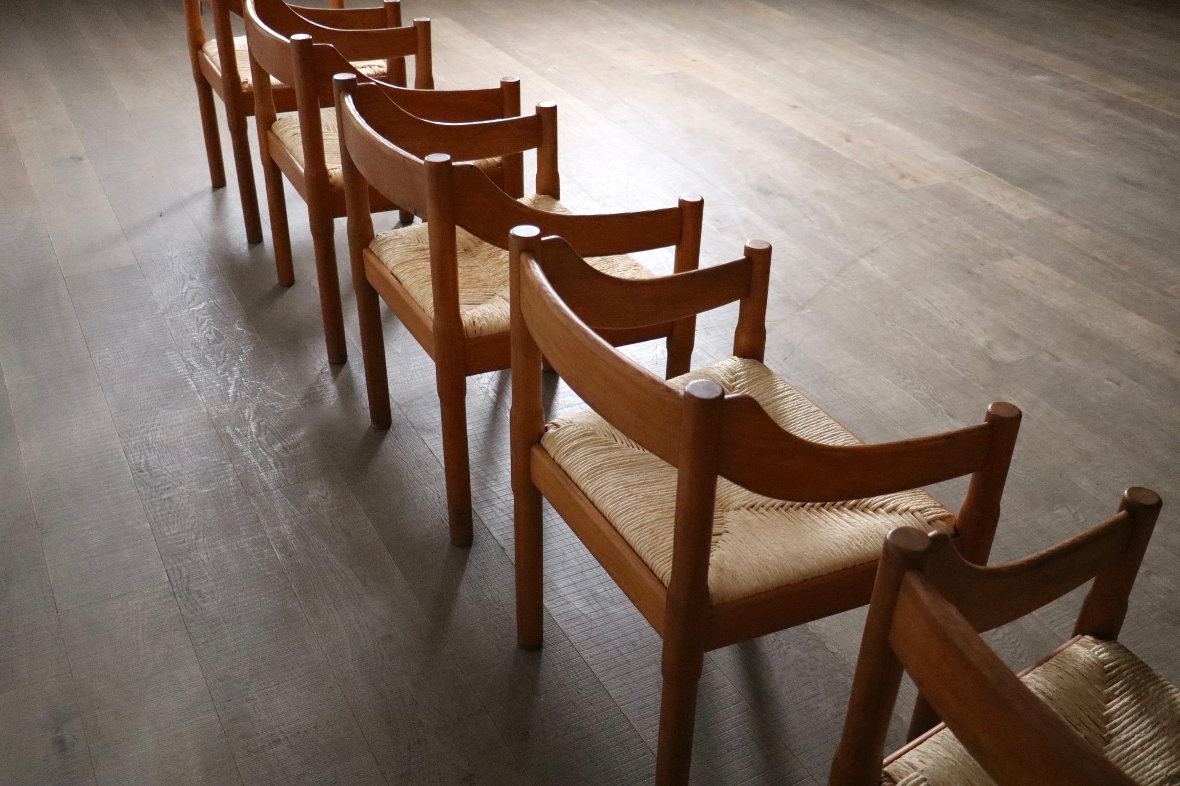 Satz von 5 Stühlen von Vico Magistretti, Italien 1960er Jahre (Binse) im Angebot