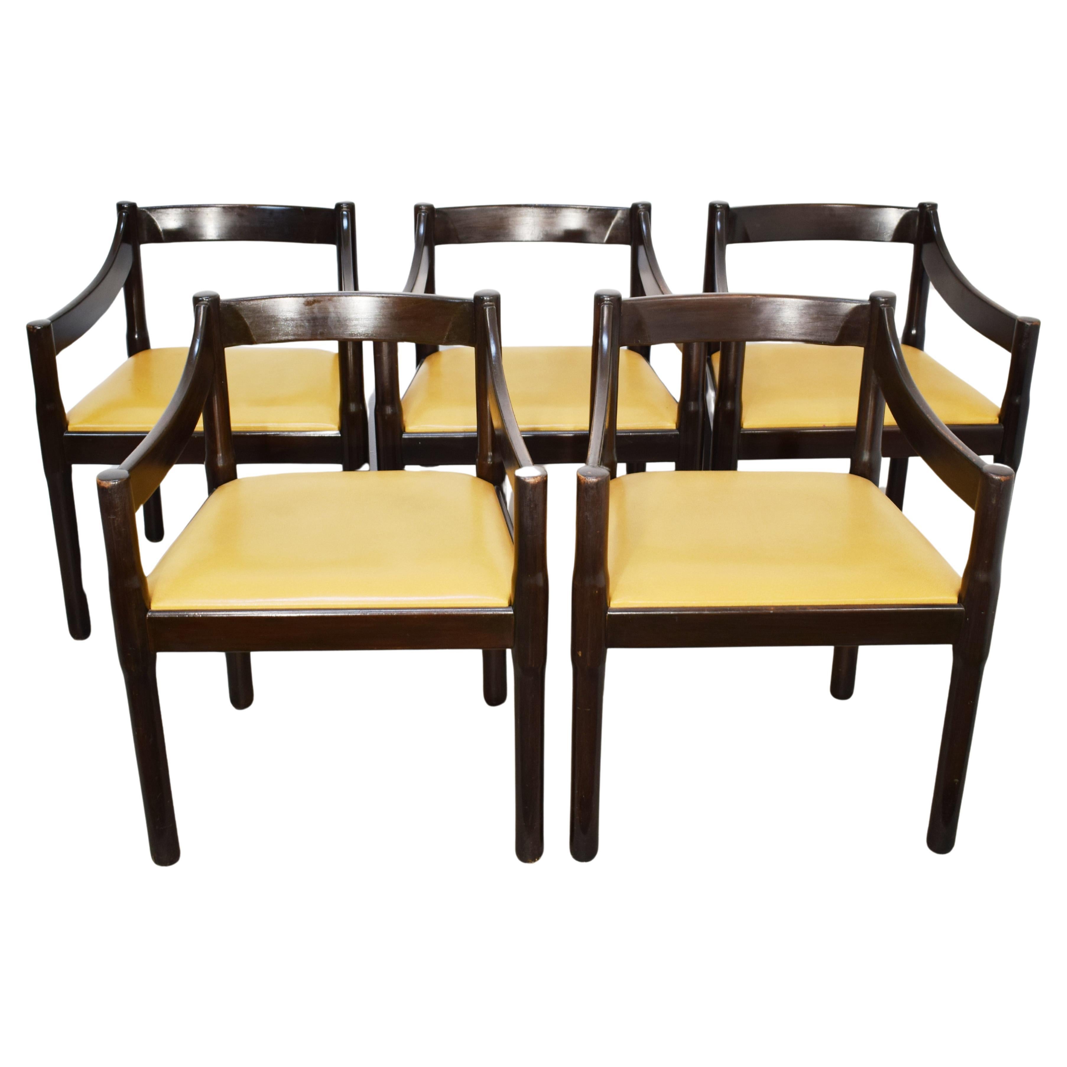 Set of 5 Carimate chairs by Vico Magistretti, Italy, 1960s For Sale