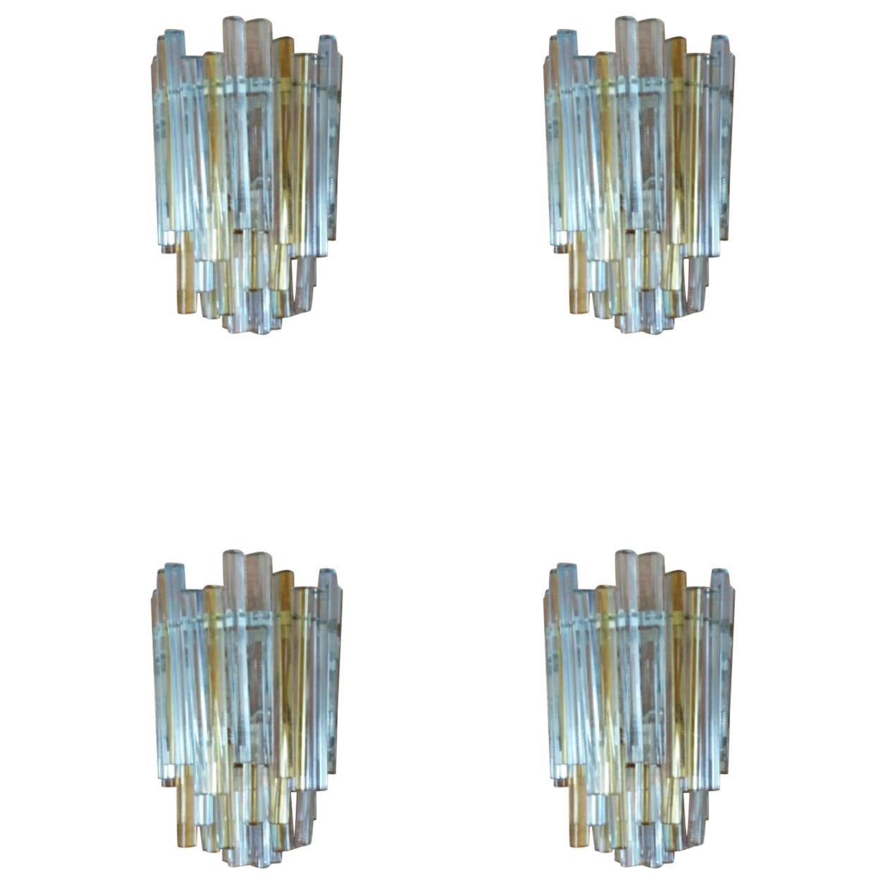 Set of 5 Carlo Scarpa Wall Lamps for Venini, Italian Design, 1960s