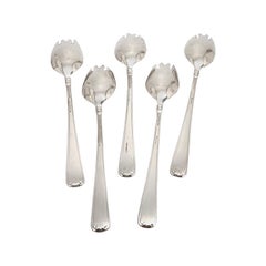 Set of 5 Cartier Sterling Marie Louise Ice Cream Forks with Monogram #14892