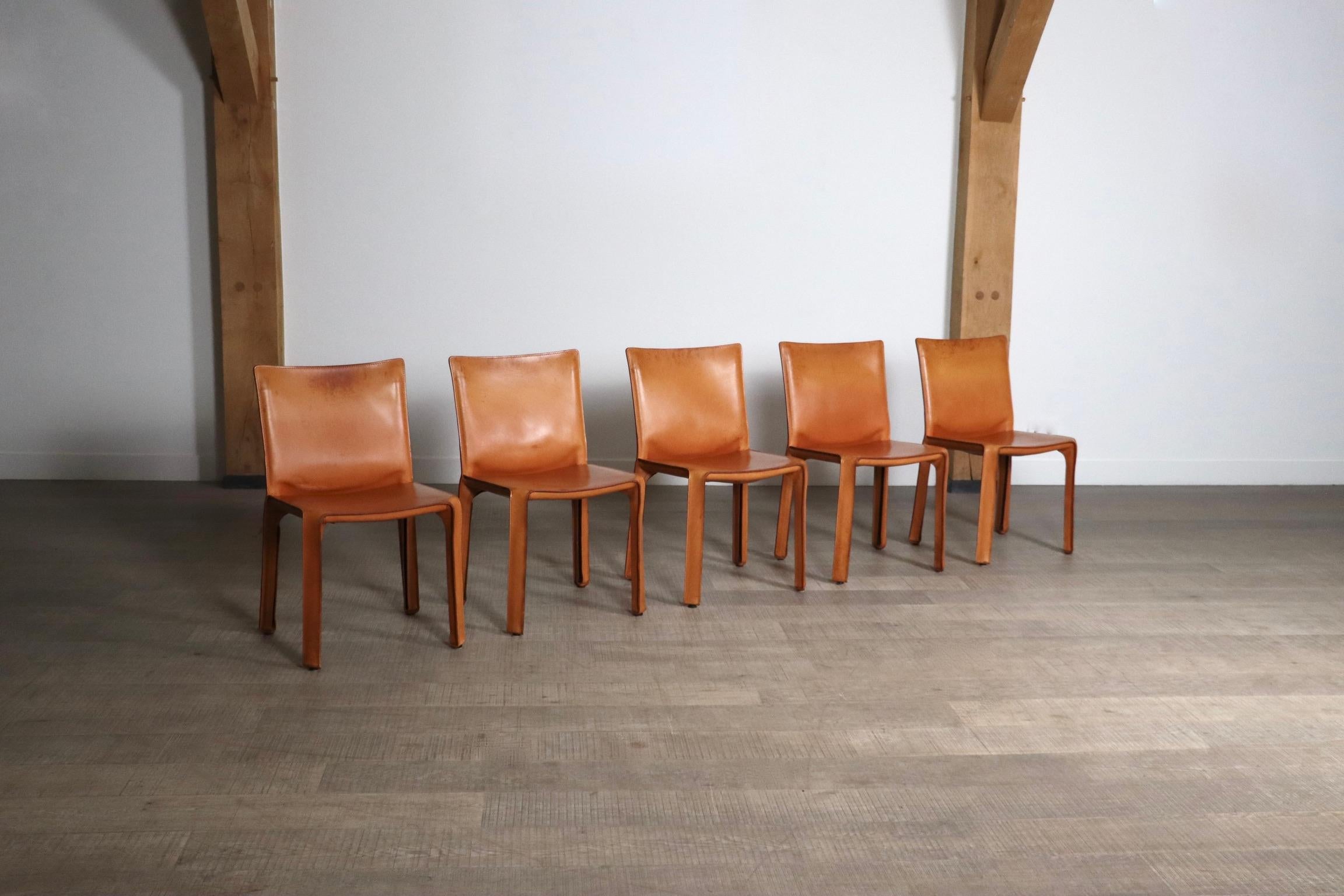 Set Of 5 Cassina CAB 412 Dining Chairs By Mario Bellini, 1980s In Good Condition In ABCOUDE, UT