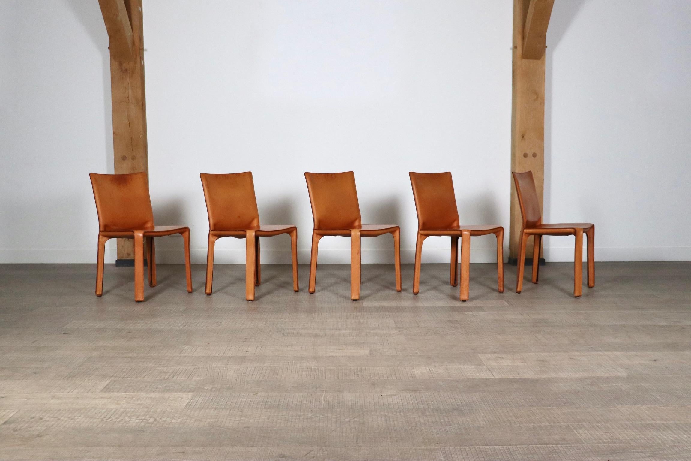 Set Of 5 Cassina CAB 412 Dining Chairs By Mario Bellini, 1980s 1