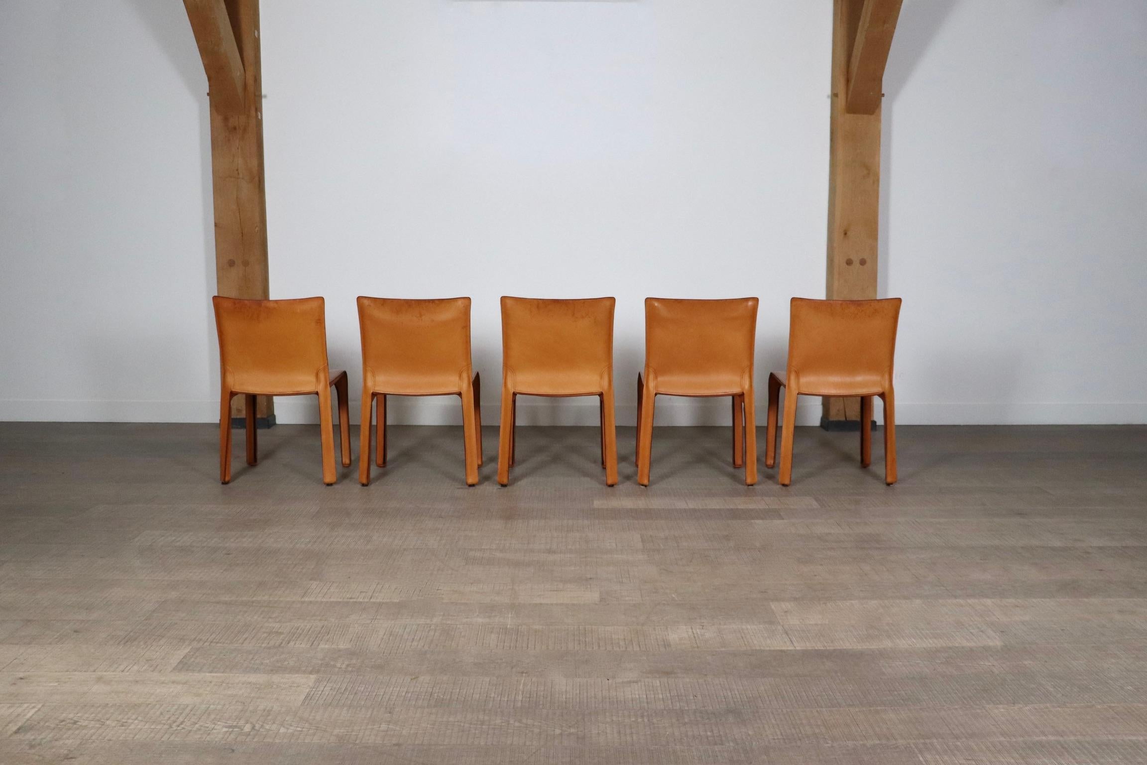Set Of 5 Cassina CAB 412 Dining Chairs By Mario Bellini, 1980s 2