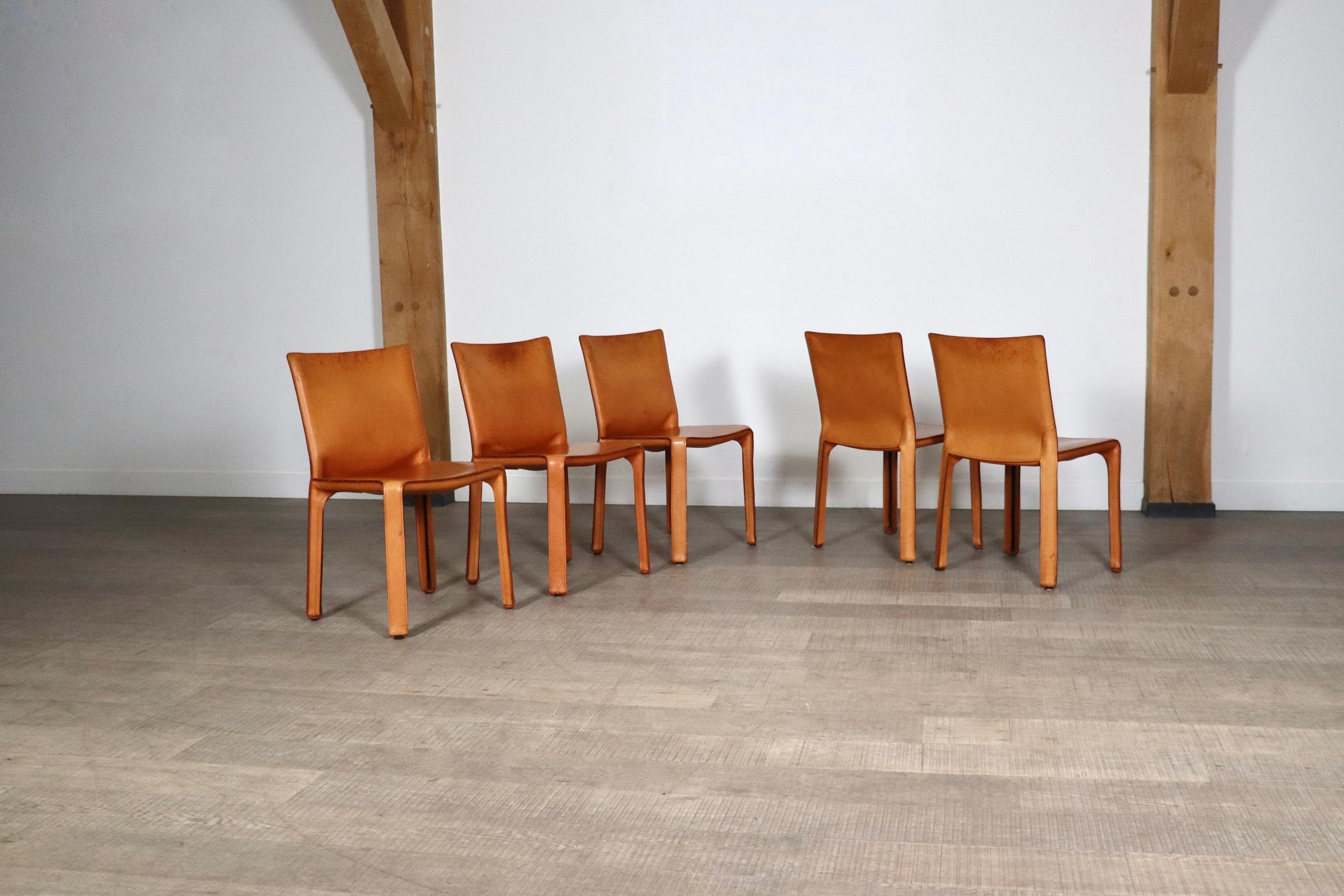 Set Of 5 Cassina CAB 412 Dining Chairs By Mario Bellini, 1980s 4