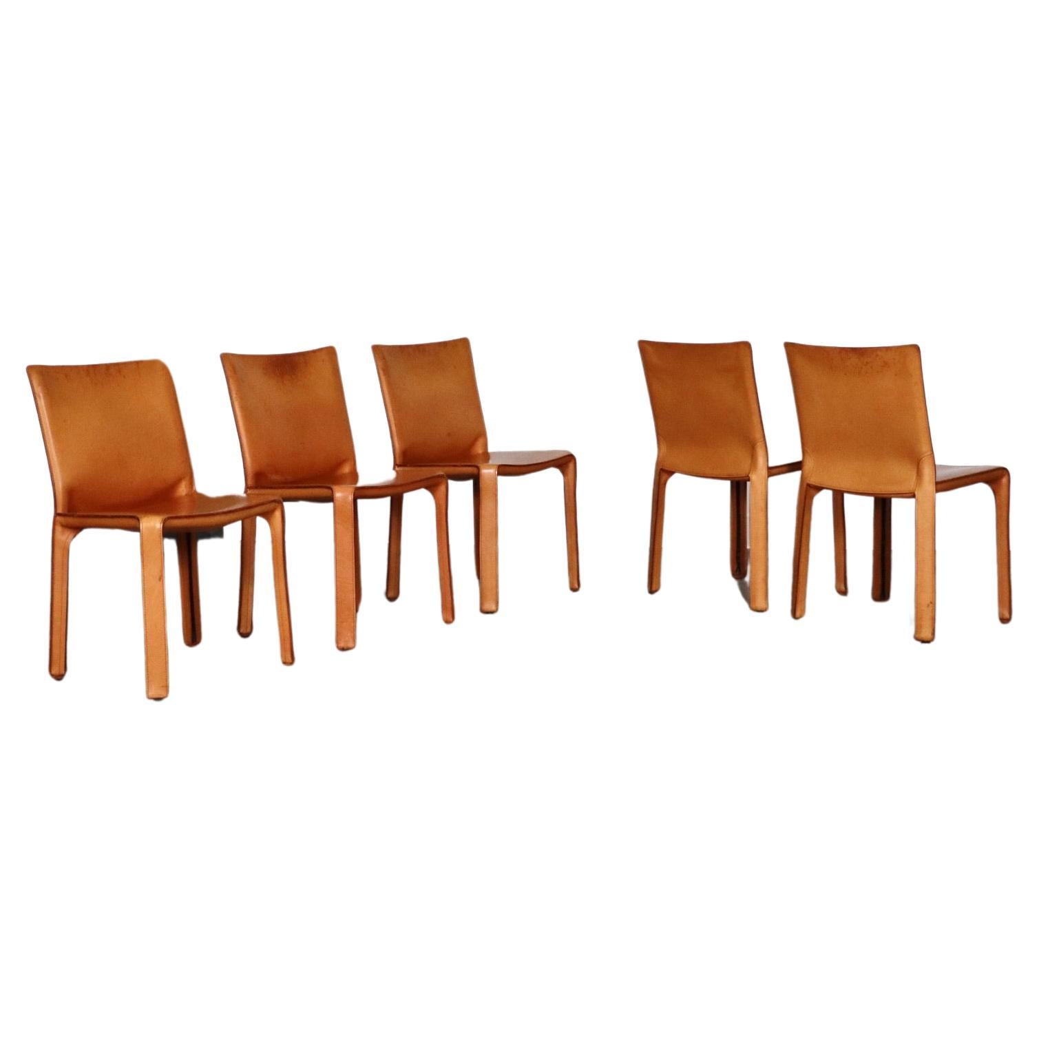 Set Of 5 Cassina CAB 412 Dining Chairs By Mario Bellini, 1980s
