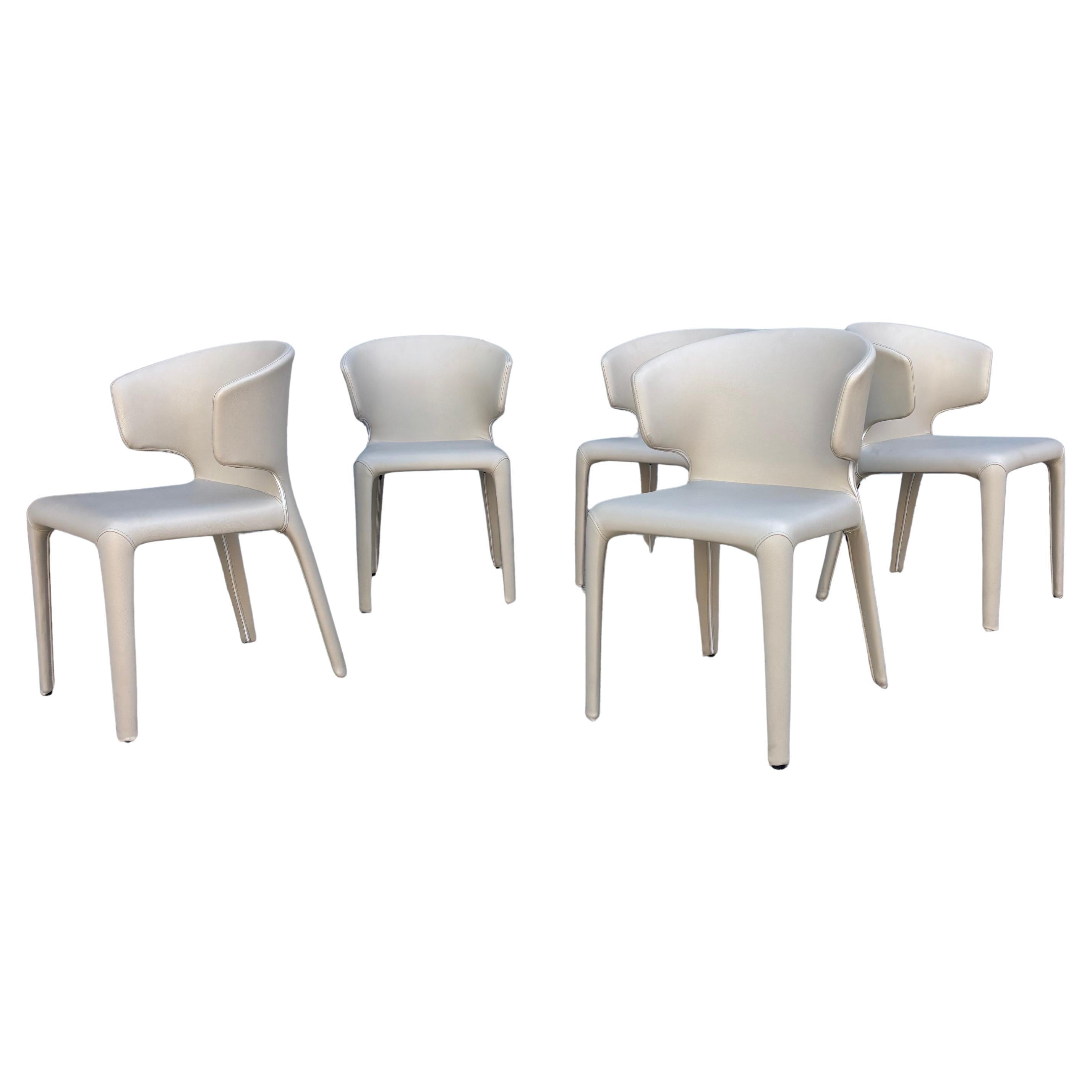 Set di 5 sedie Cassina Hola in pelle disegnate da Hannes Wettstein
