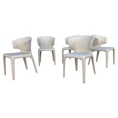 Set of 5 Cassina Hola Leather Chairs designed by Hannes Wettstein