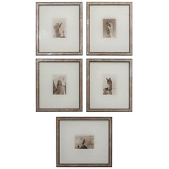 Set of 5 Cemetery Pictures, Photography of New Orleans in Sepia, Framed