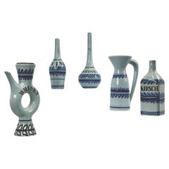 Set of 5 ceramic bottles by Roger Capron