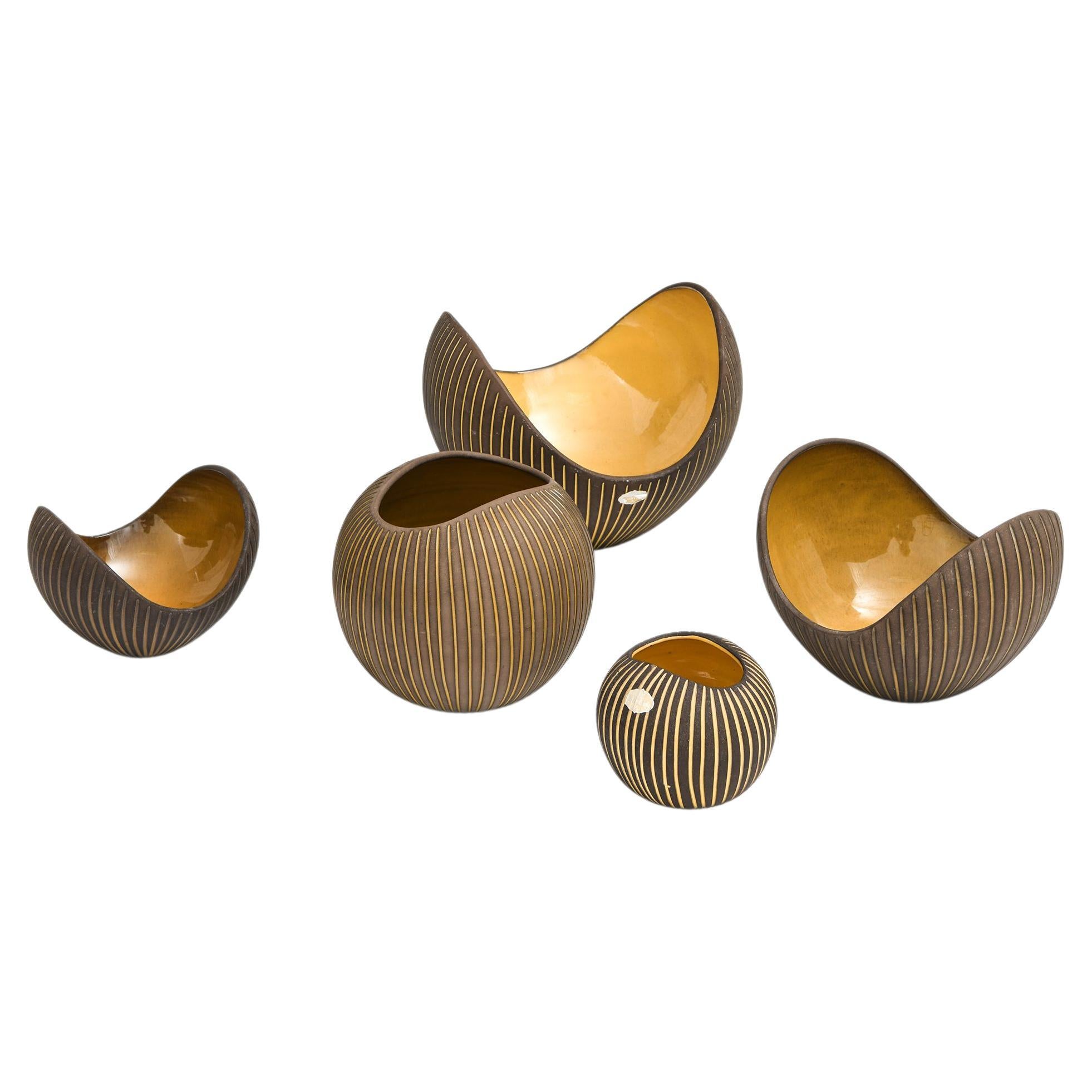 Set of 5 Ceramic Bowls by Hjördis Oldfors, 1950's For Sale