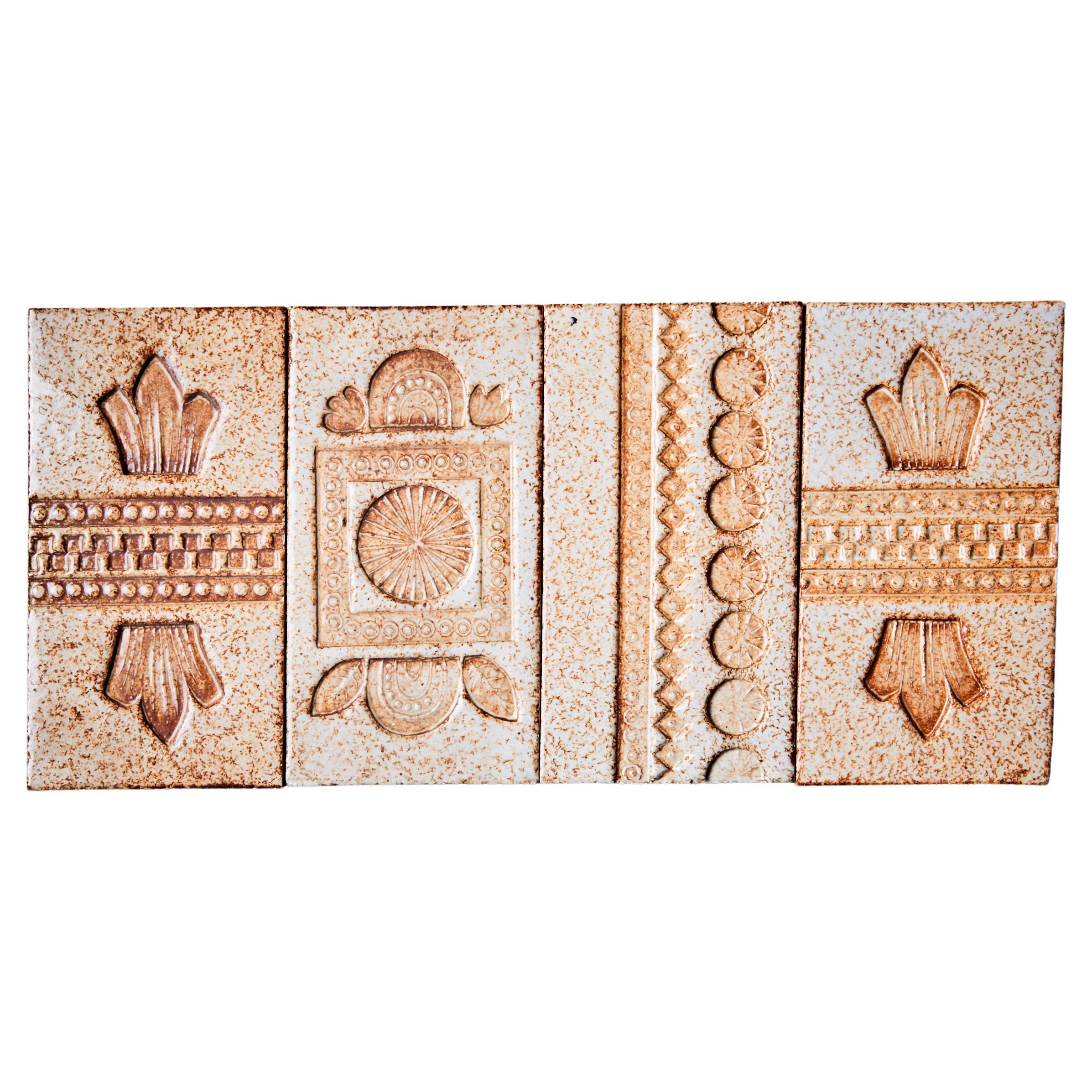 Set of 5 ceramic tiles by Roger Capron, France - 1970s 