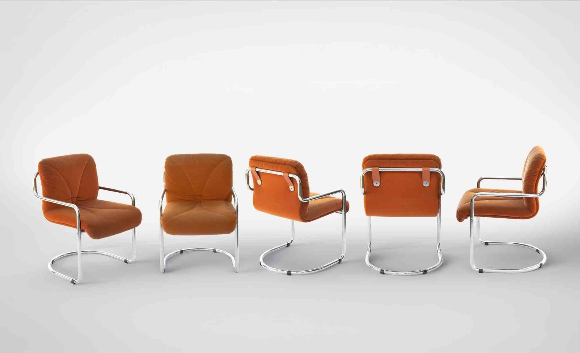 Set of 5 Chairs  by Guido Faleschini for I4Mariani Italia, 1970s For Sale 1
