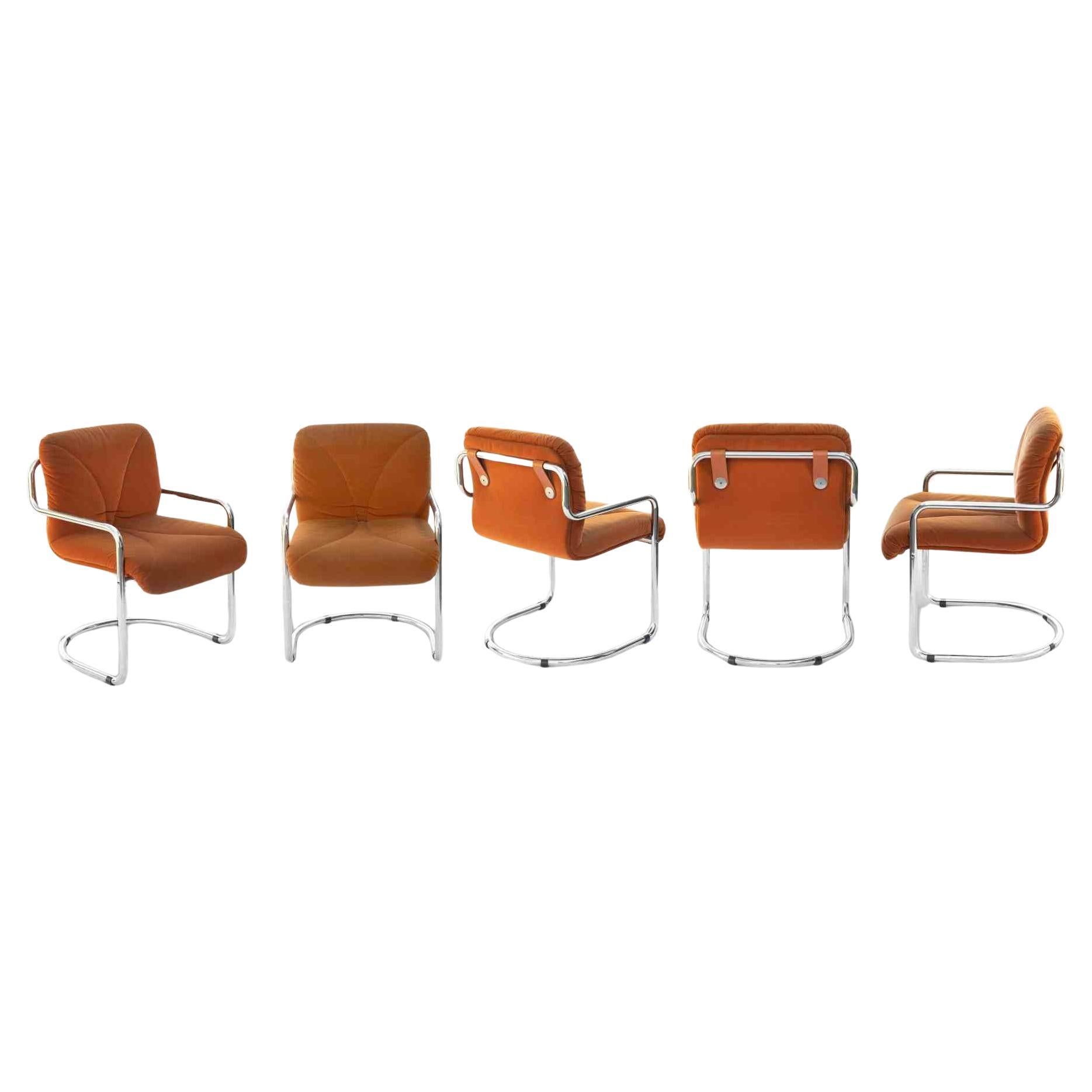 Set of 5 Chairs  by Guido Faleschini for I4Mariani Italia, 1970s For Sale