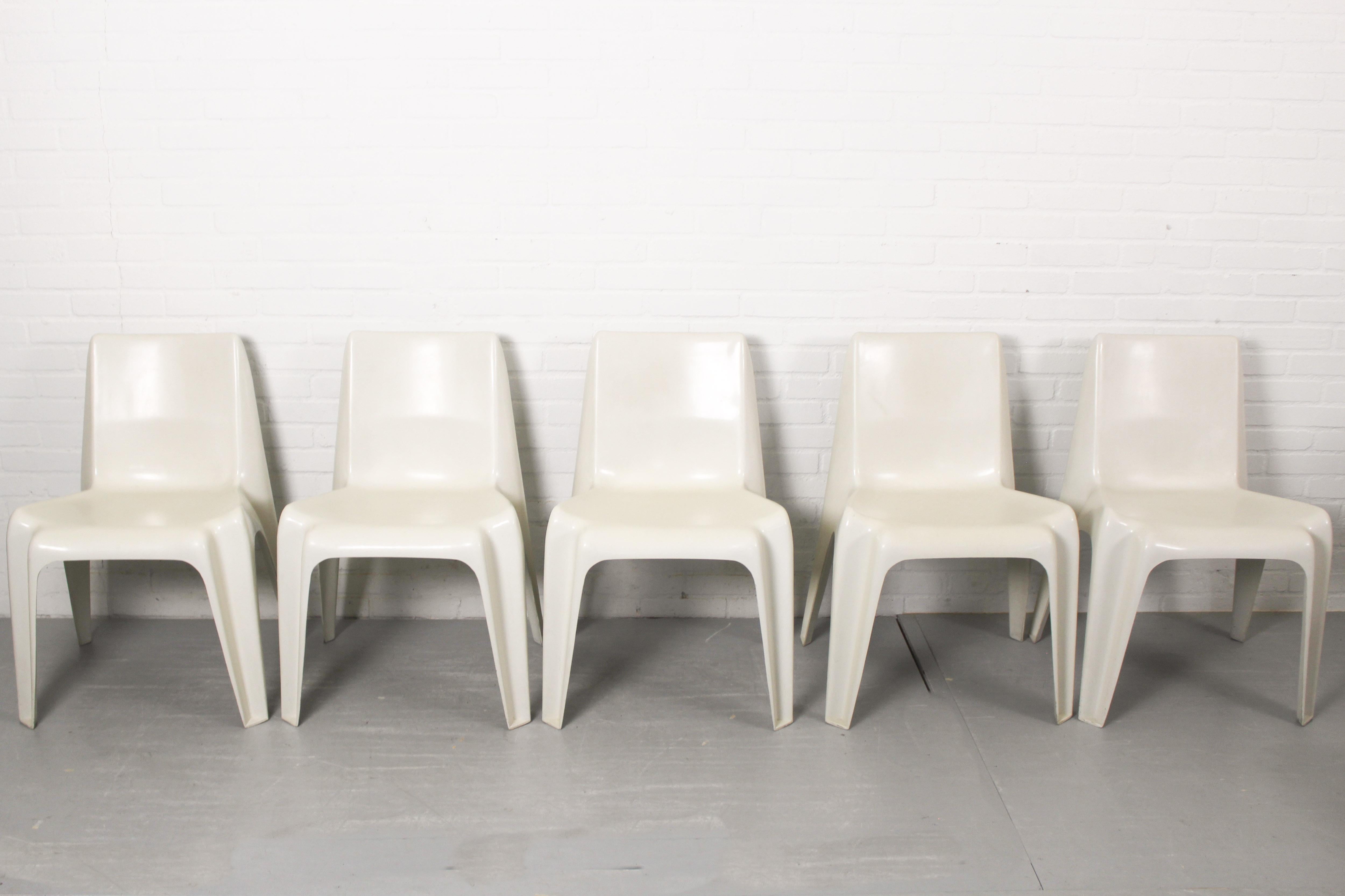 Set of 5 chairs model no BA 1171 designed by Helmut Bätzner for Bofinger, German In Fair Condition For Sale In Appeltern, Gelderland