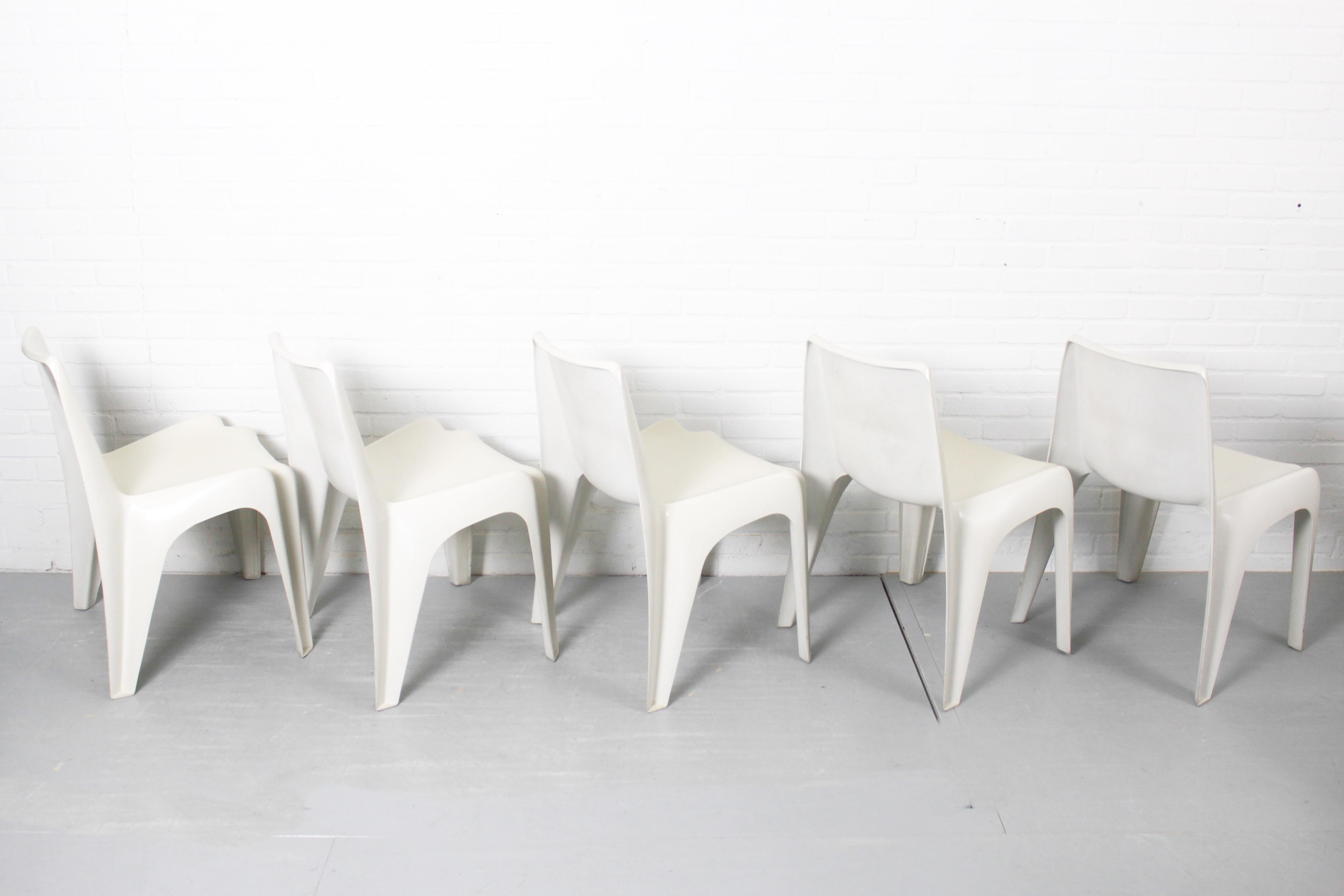 Plastic Set of 5 chairs model no BA 1171 designed by Helmut Bätzner for Bofinger, German For Sale