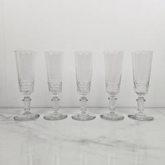 Set of 5 Charming French Hand-Blown Champagne Flutes, circa 1890