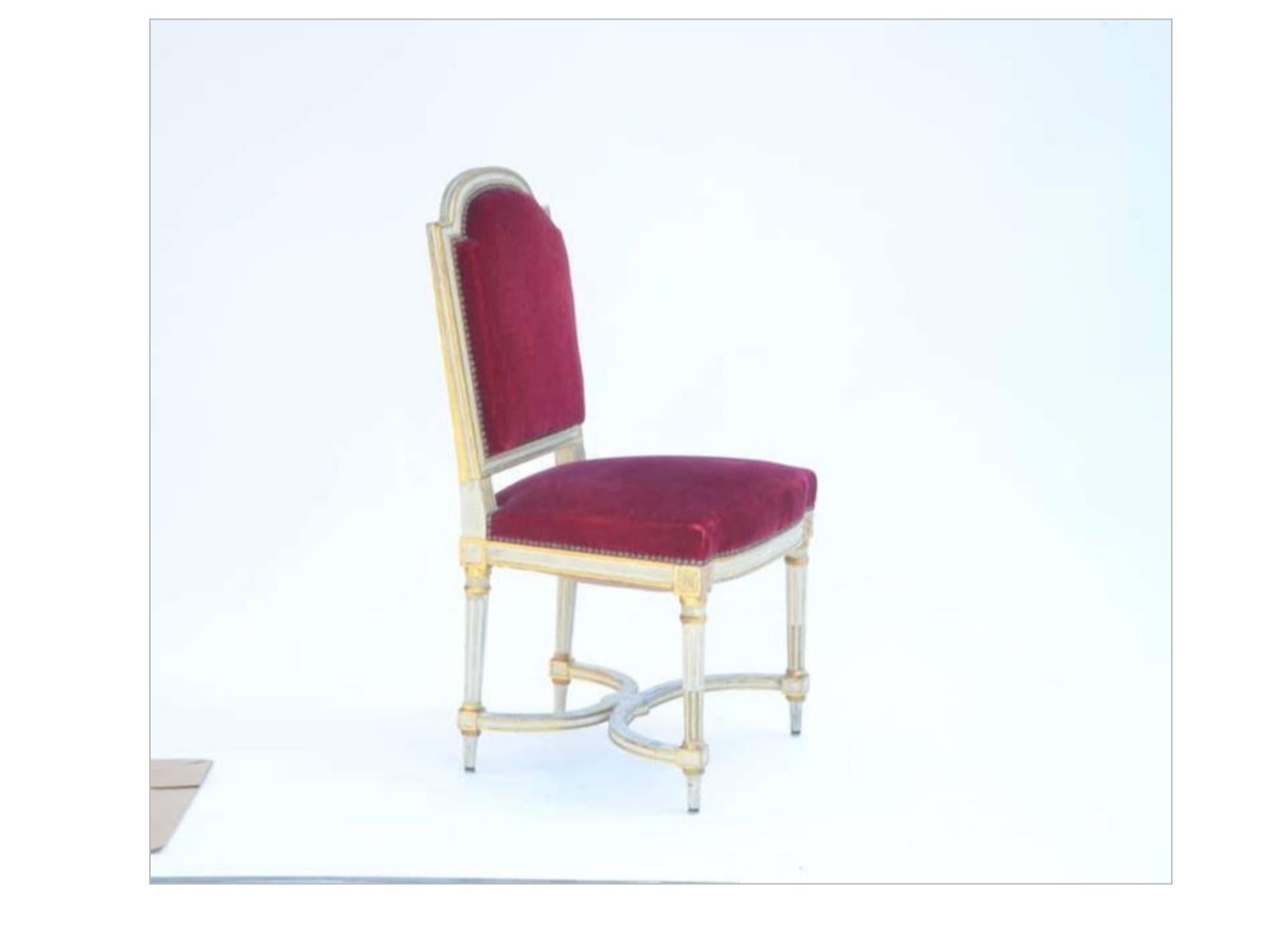 Ensemble de 5 chaises chics en velours Crimson dans le style de la Maison Jansen en vente 1