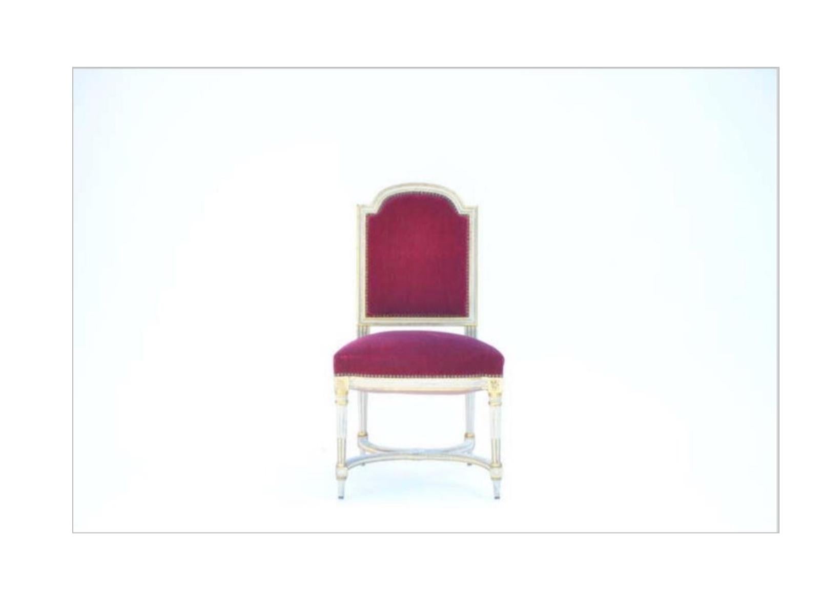 Set of 5 Chic Crimson Velvet Chairs in the Style of Maison Jansen For Sale 3