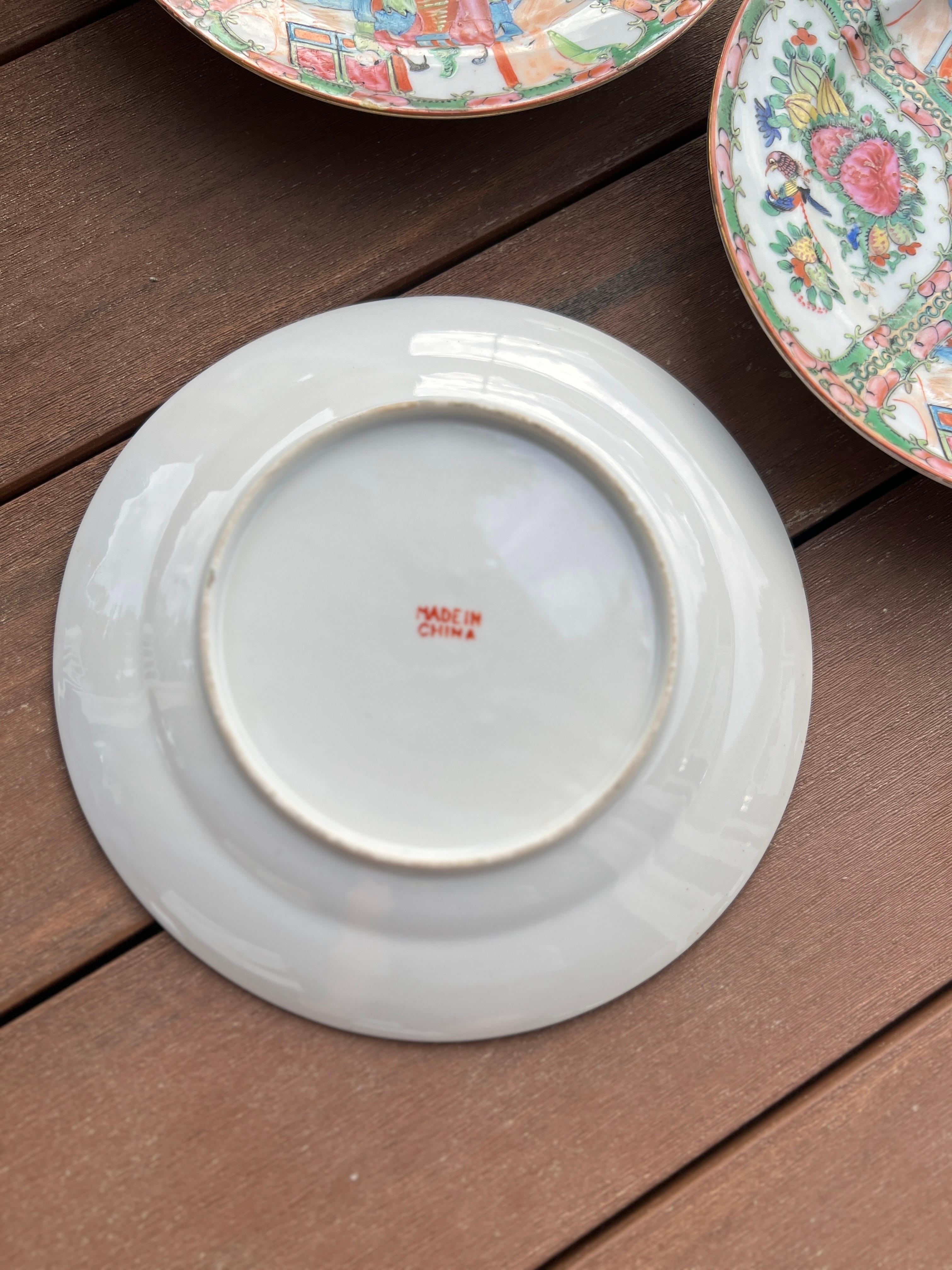 Set of 5 Chinese Rose Medallion Porcelain Dinner Plates 9.5” 6