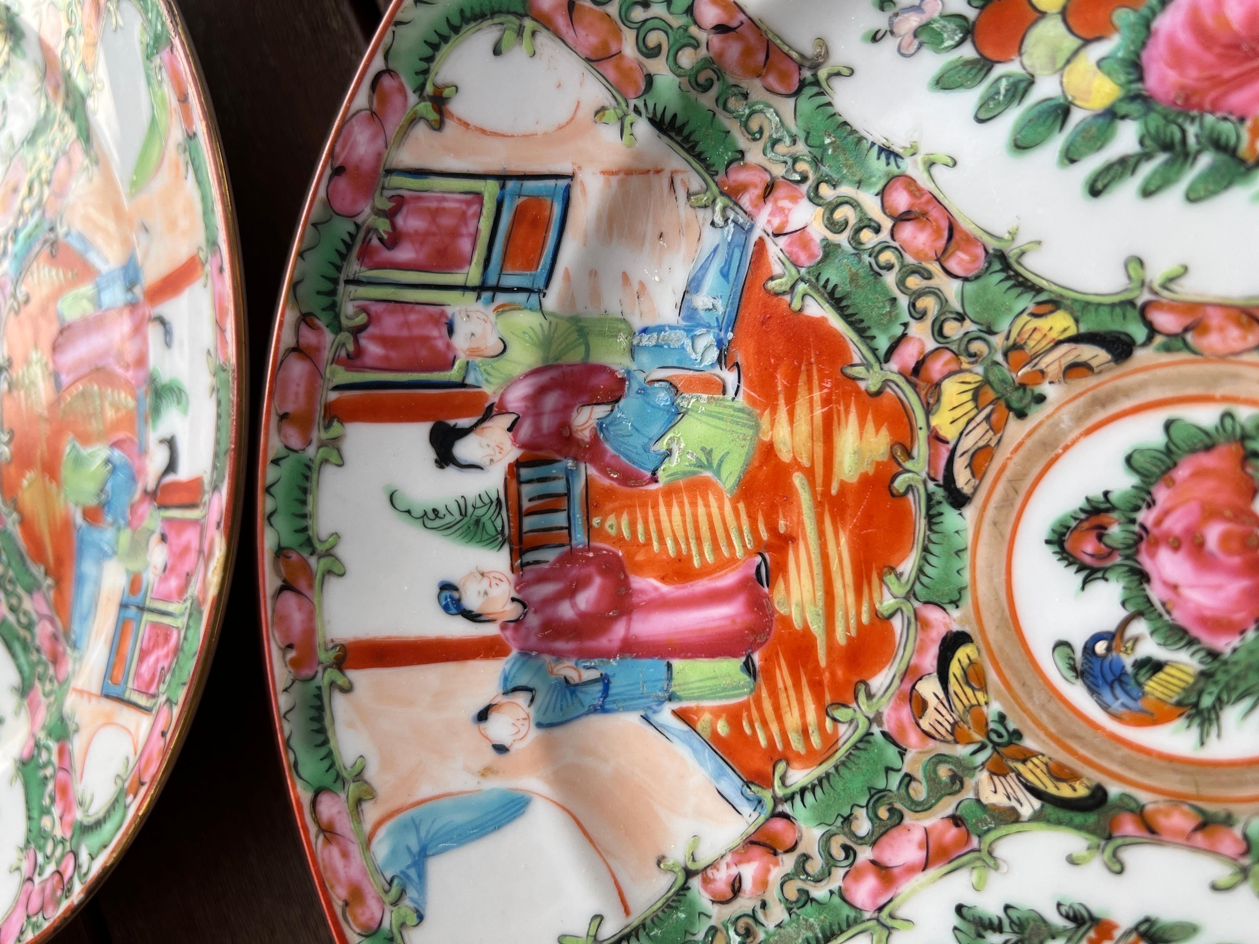 Set of 5 Chinese Rose Medallion Porcelain Dinner Plates 9.5” 2