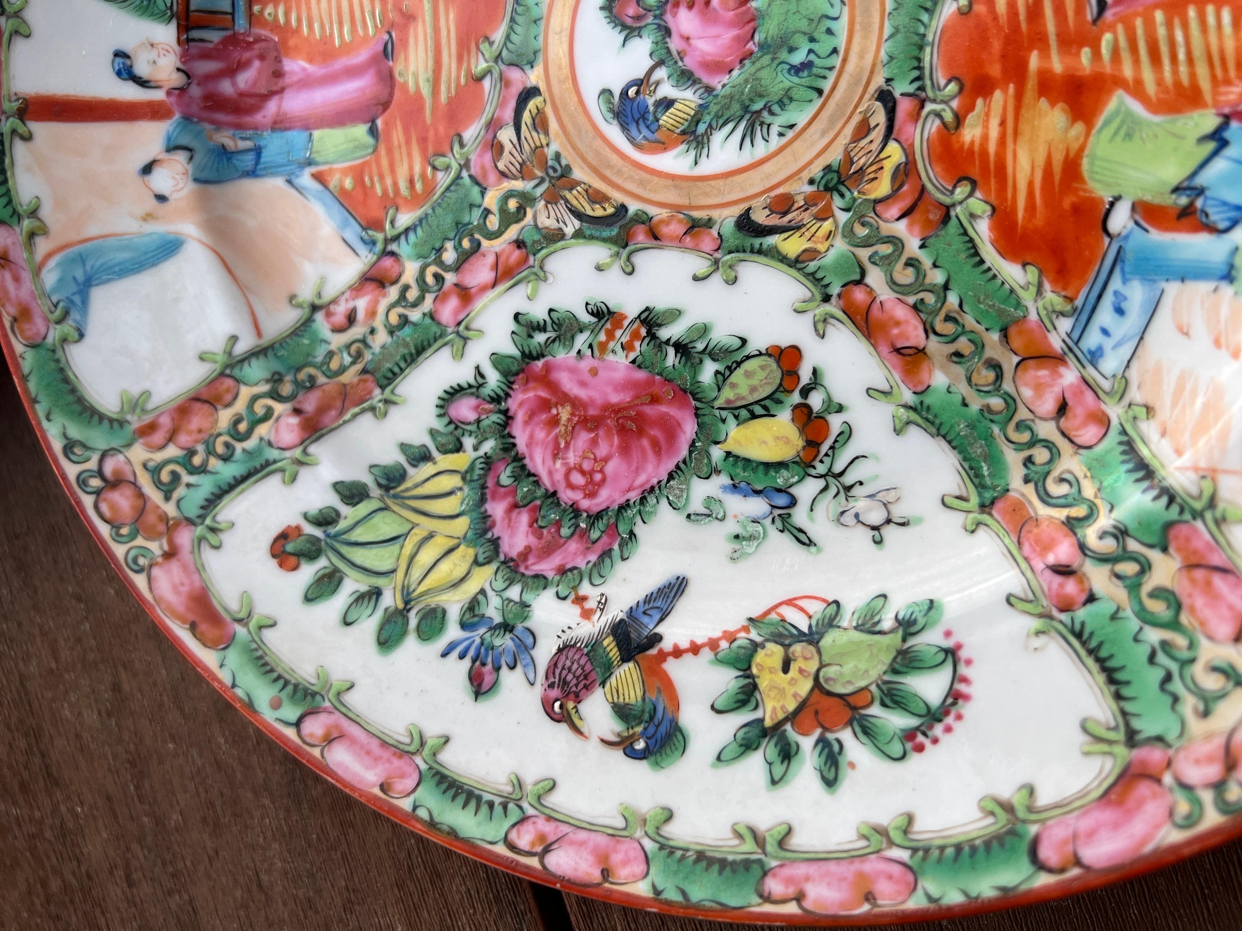 Set of 5 Chinese Rose Medallion Porcelain Dinner Plates 9.5” 4