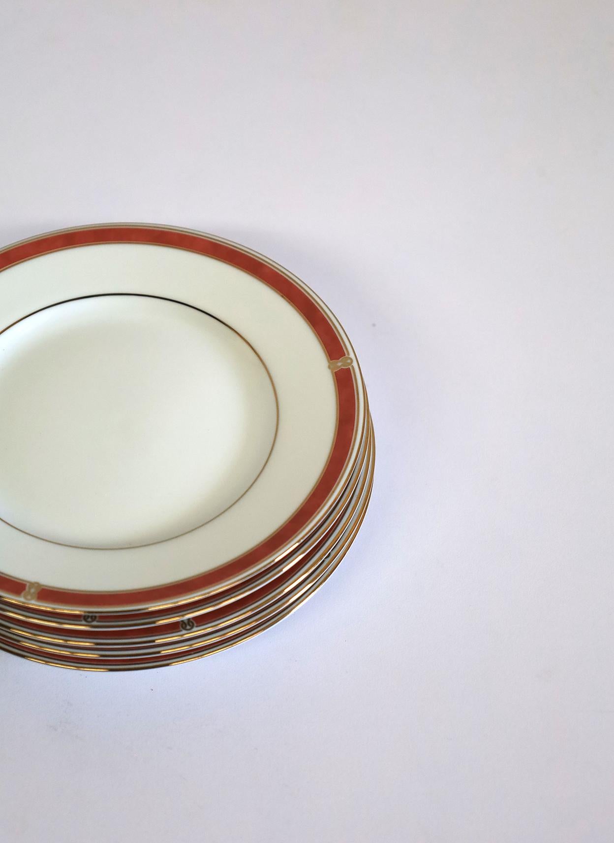 Modern Set of 5 Christofle Oceana Rouge Bread Plates For Sale