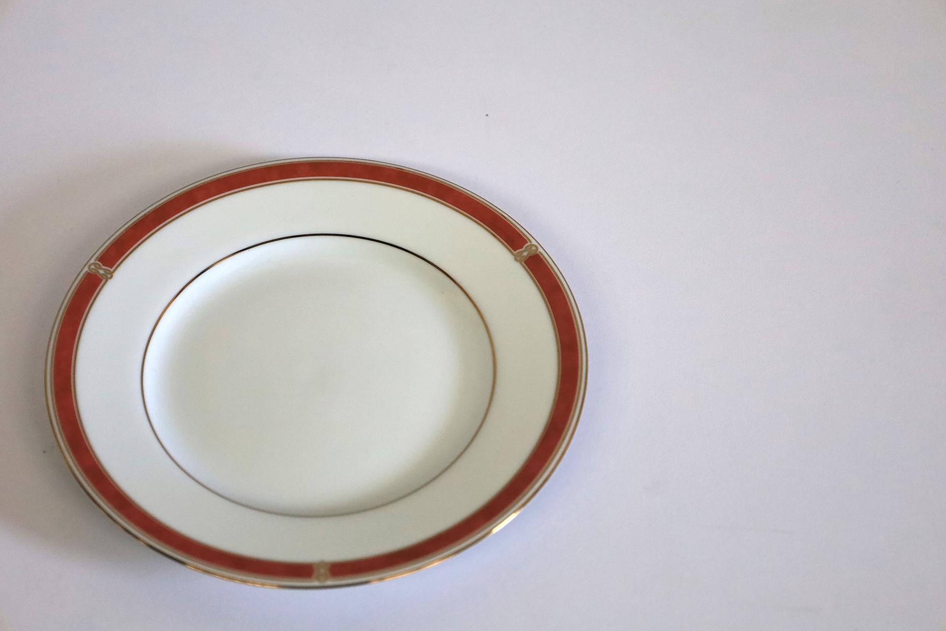 Hand-Crafted Set of 5 Christofle Oceana Rouge Bread Plates For Sale
