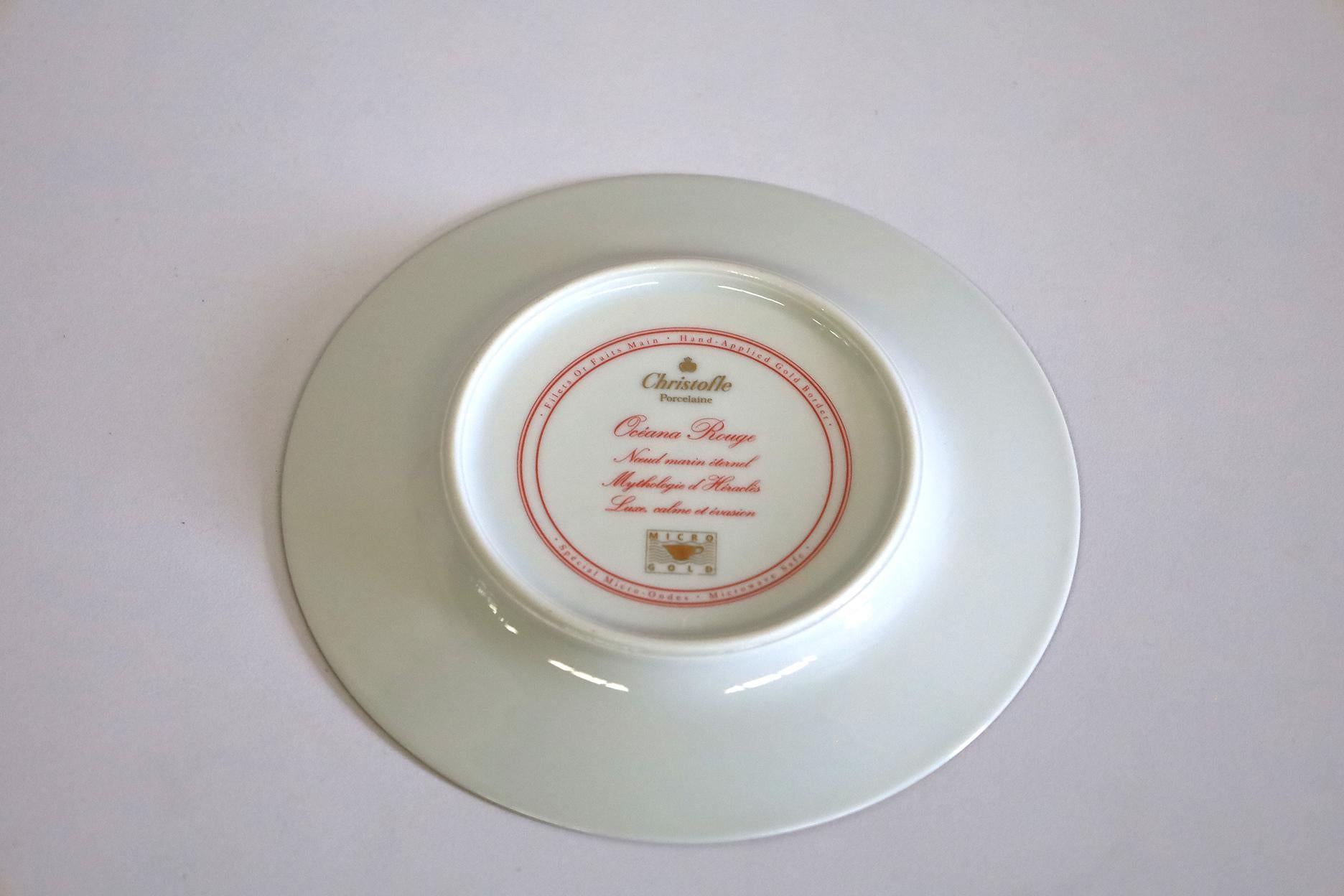 Set of 5 Christofle Oceana Rouge Bread Plates In Good Condition For Sale In Mérida, YU