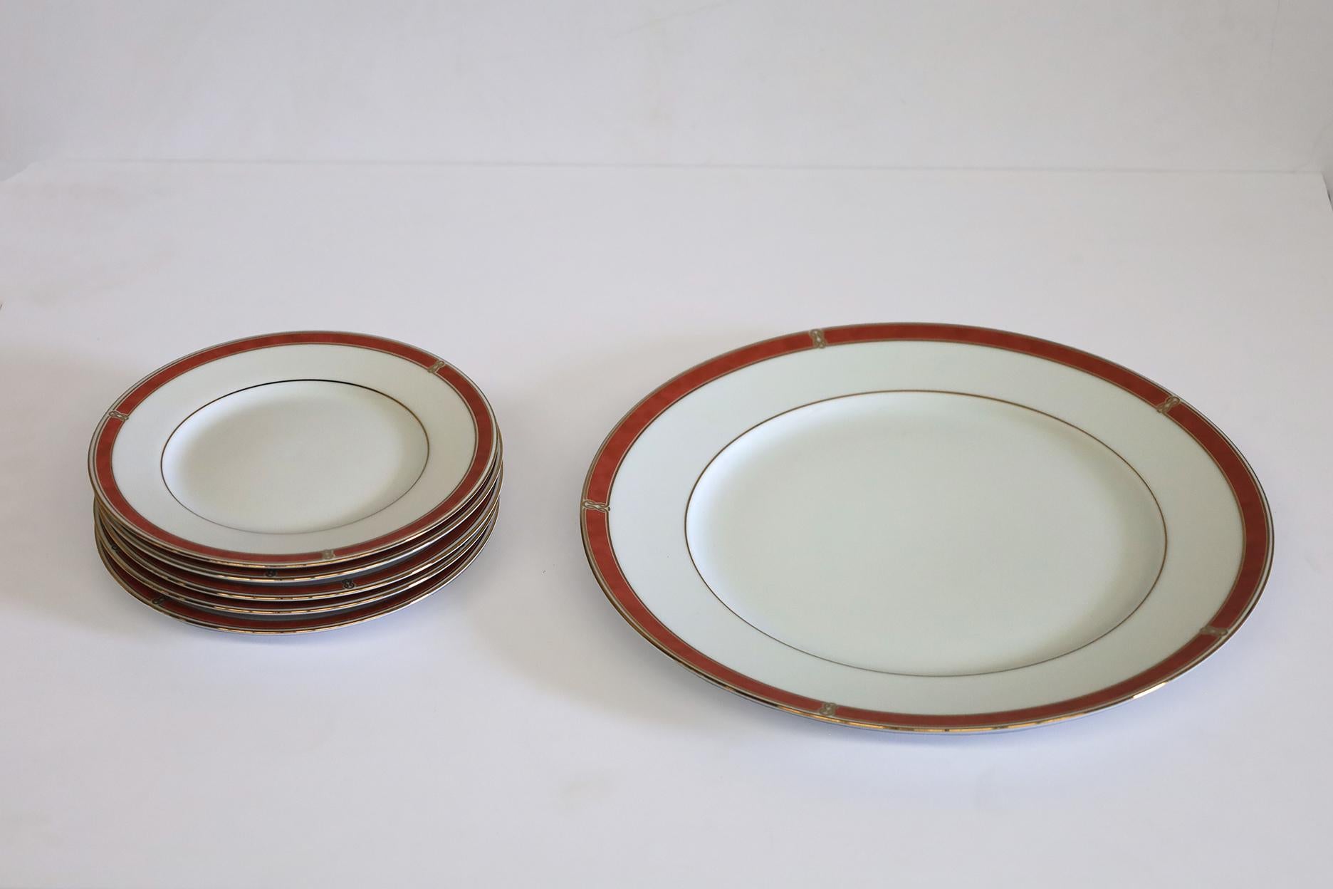 Late 20th Century Set of 5 Christofle Oceana Rouge Bread Plates For Sale