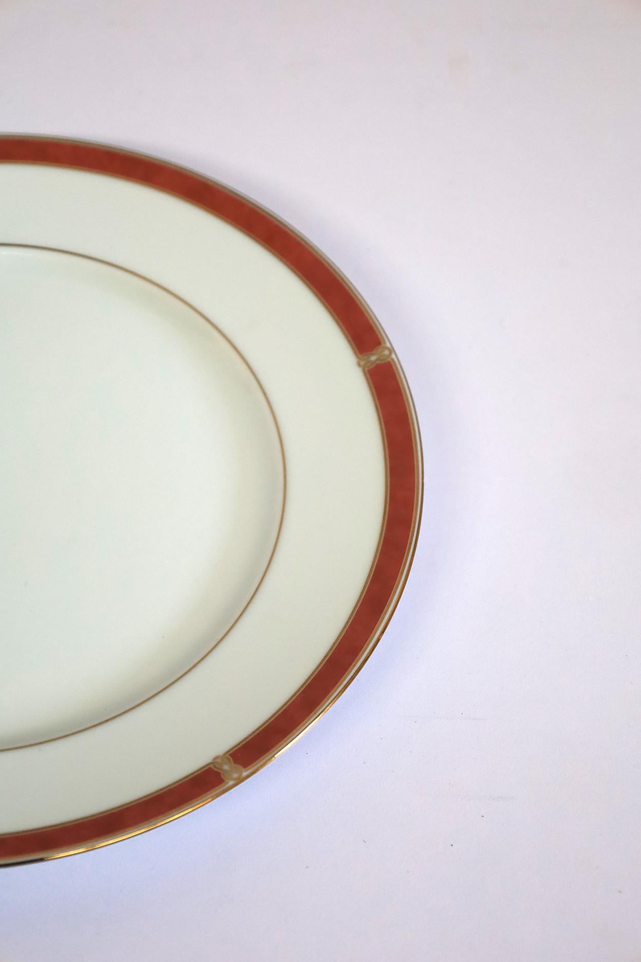 Modern Set of 5 Christofle Oceana Rouge Dinner Plates For Sale