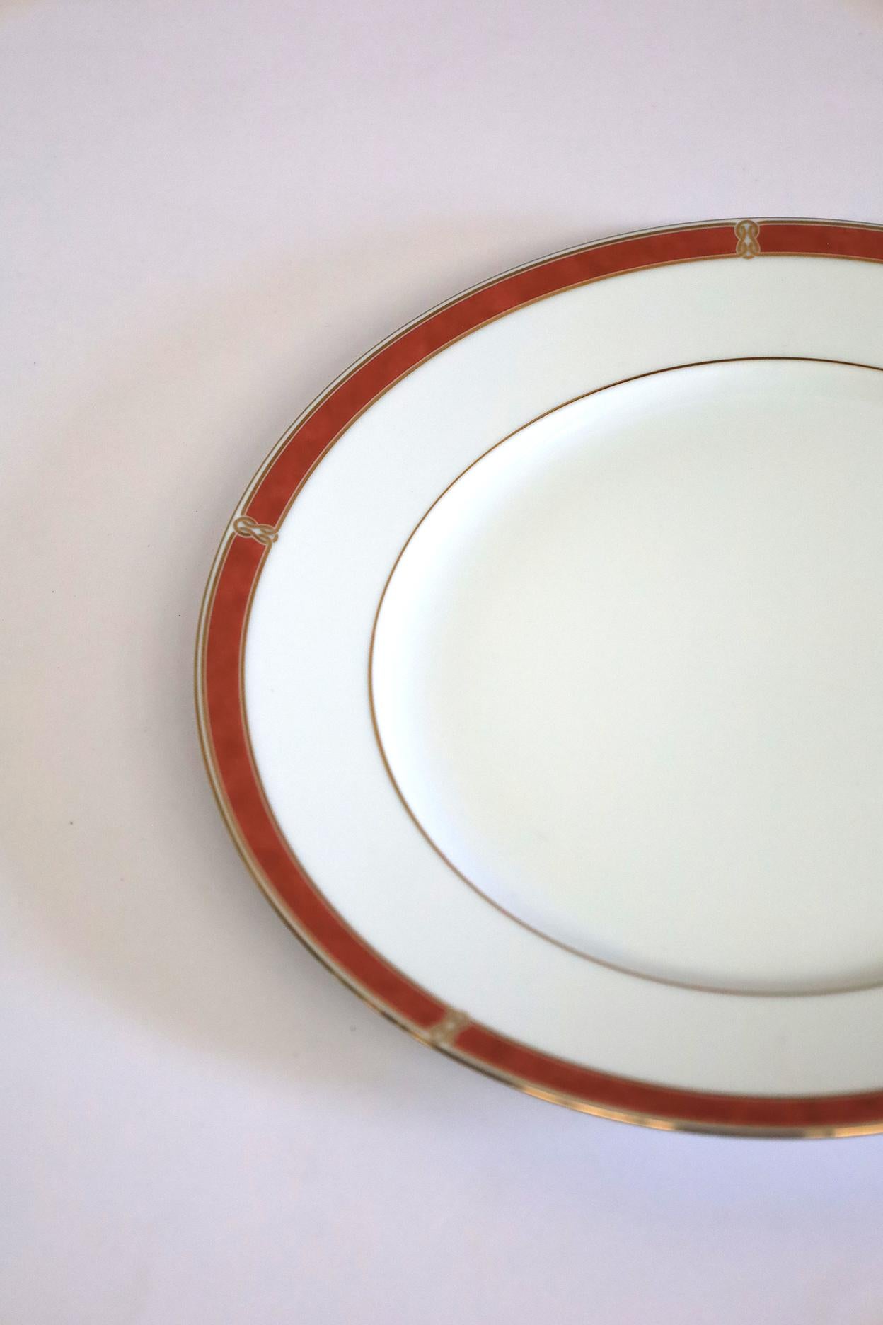 French Set of 5 Christofle Oceana Rouge Dinner Plates For Sale
