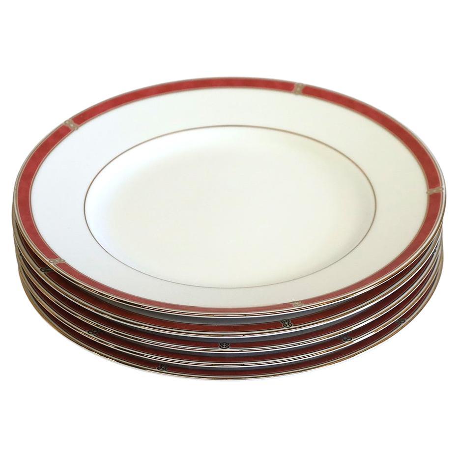 Set of 5 Christofle Oceana Rouge Dinner Plates For Sale