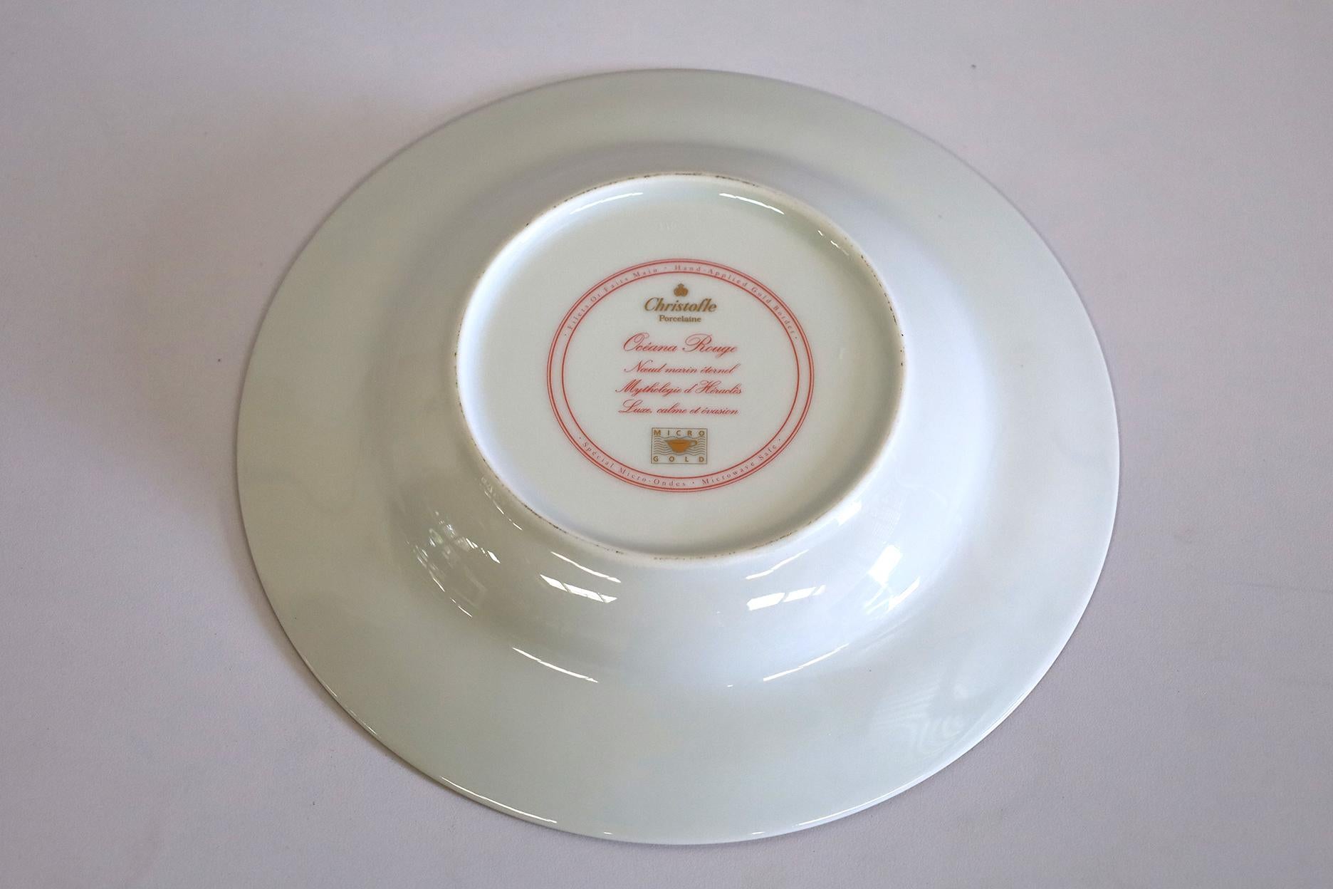Lote de 5 Platos para sopa, cena y pan Christofle Oceana Rouge Porcelana en venta