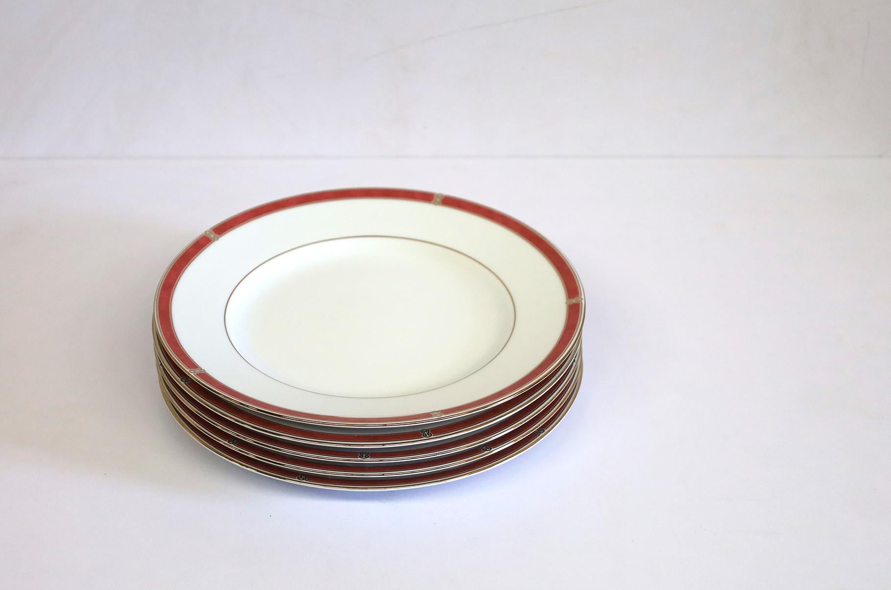 Lote de 5 Platos para sopa, cena y pan Christofle Oceana Rouge en venta 1
