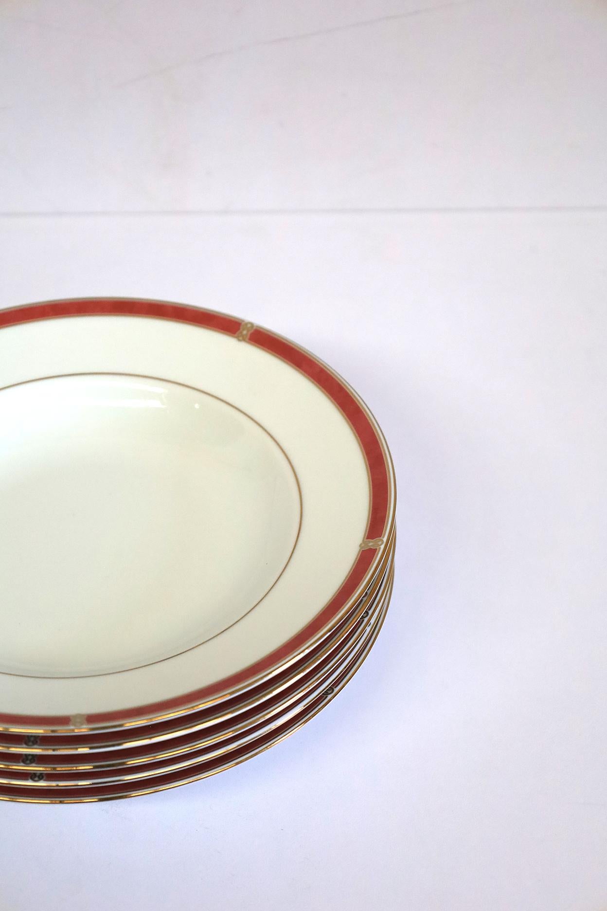 Modern Set of 5 Christofle Oceana Rouge Soup Plates For Sale
