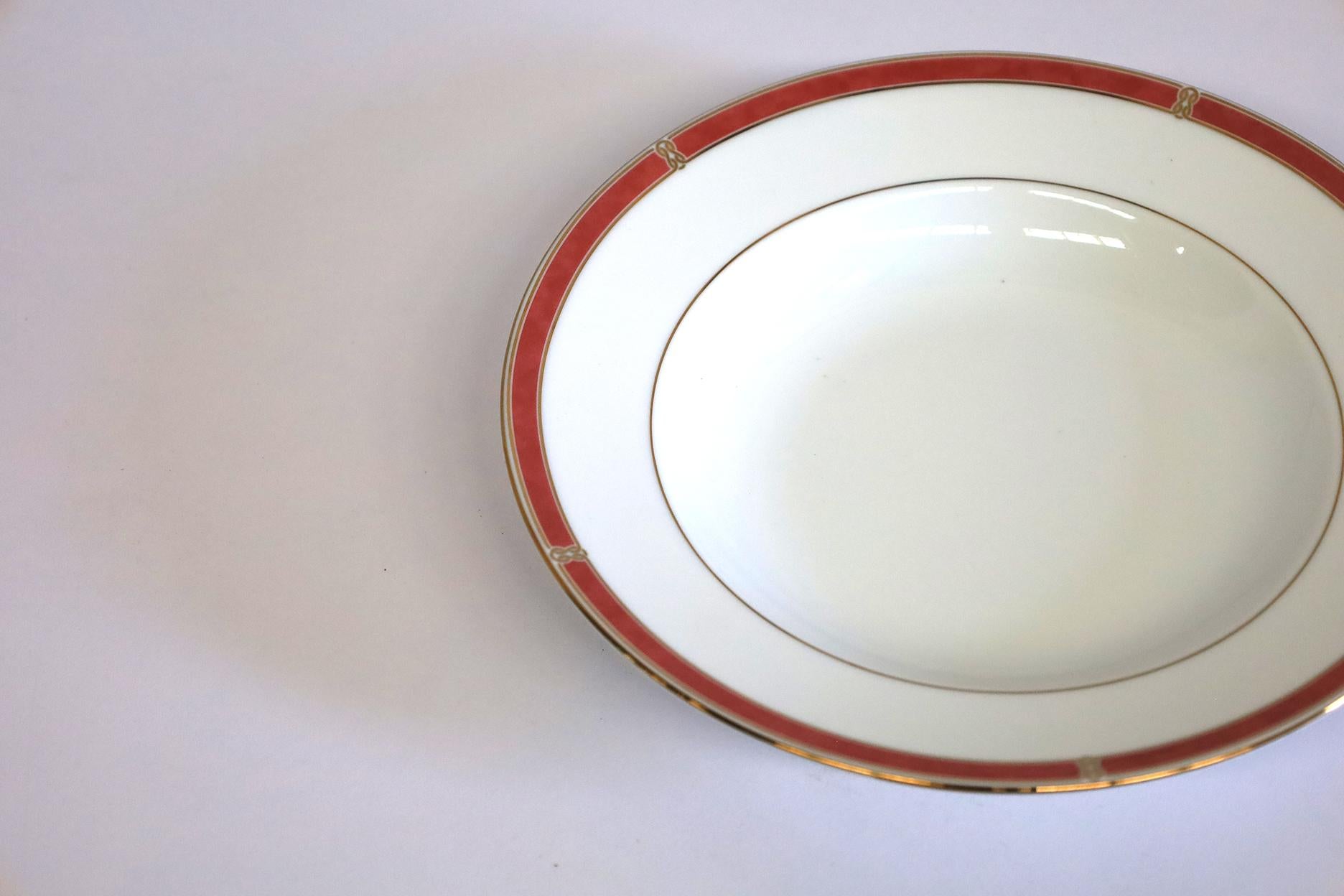 Hand-Crafted Set of 5 Christofle Oceana Rouge Soup Plates For Sale