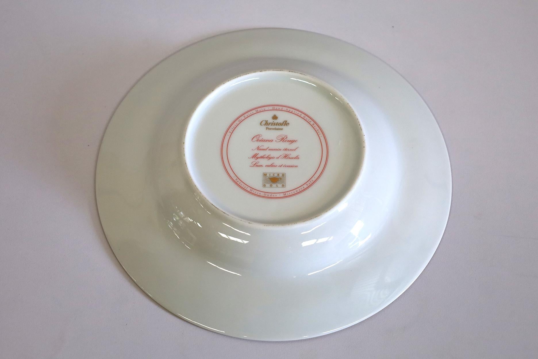 Set of 5 Christofle Oceana Rouge Soup Plates In Good Condition For Sale In Mérida, YU