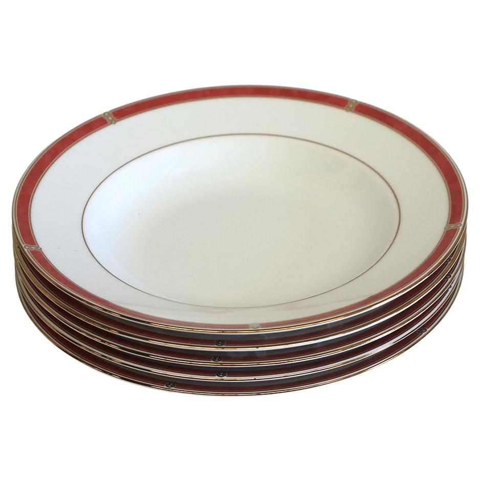 Ensemble de 5 assiettes à soupe Christofle Oceana Rouge