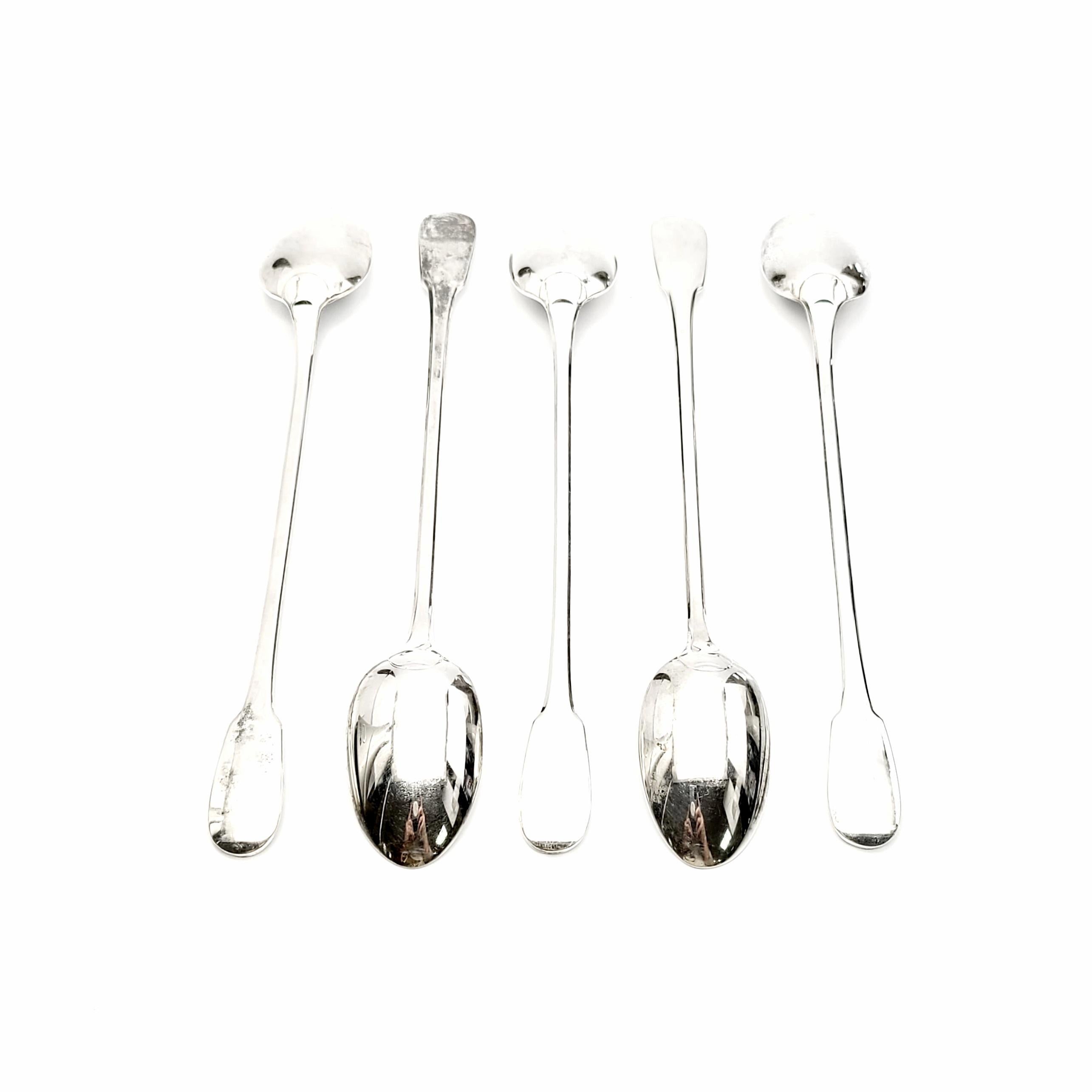 Set of 5 vintage silver plate iced tea spoons in the Cluny pattern by Christofle.

The Cluny pattern is a simple and elegant design named for the medieval abbey.

Measures 7 5/8