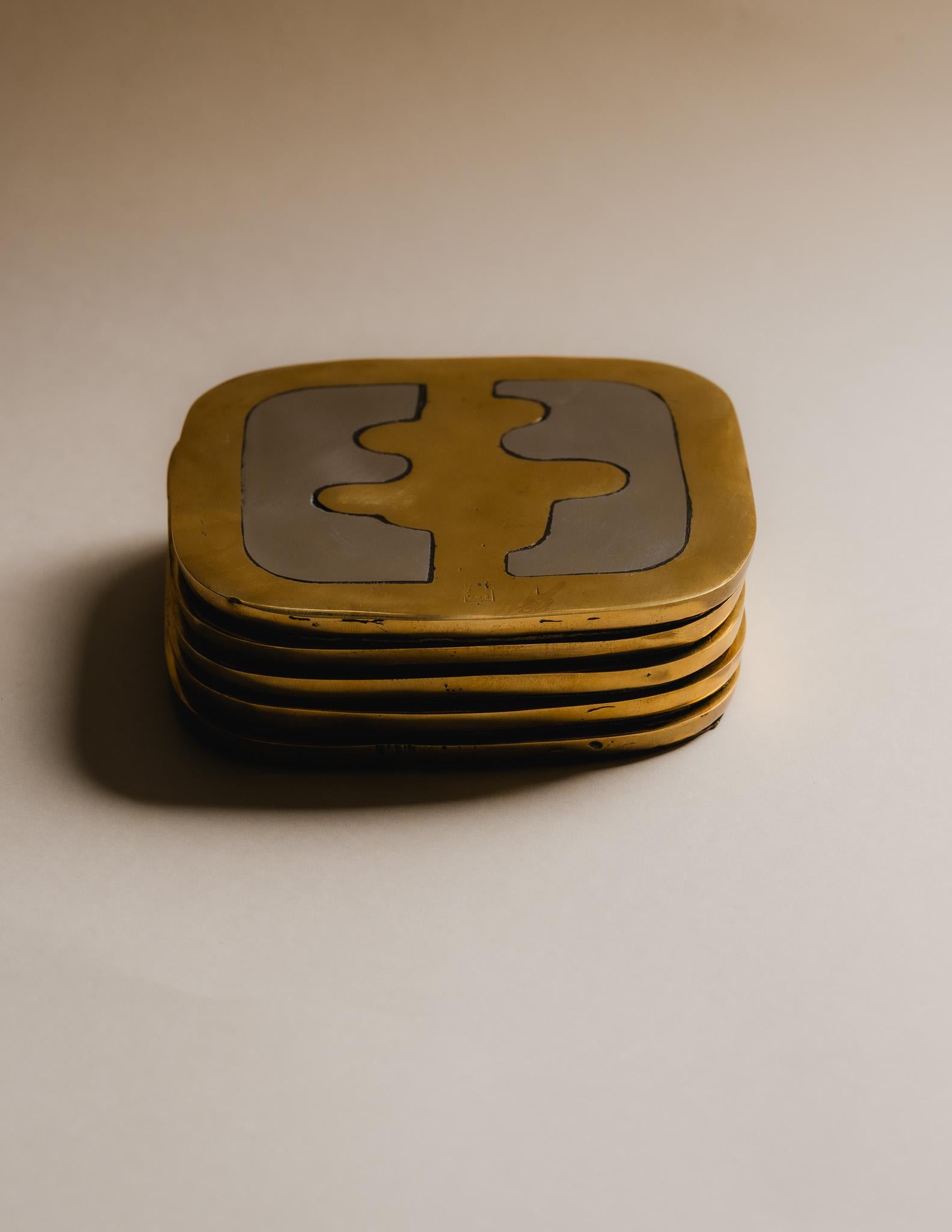 Aluminium Set of 5 Coasters, David Marshall, 1970s en vente