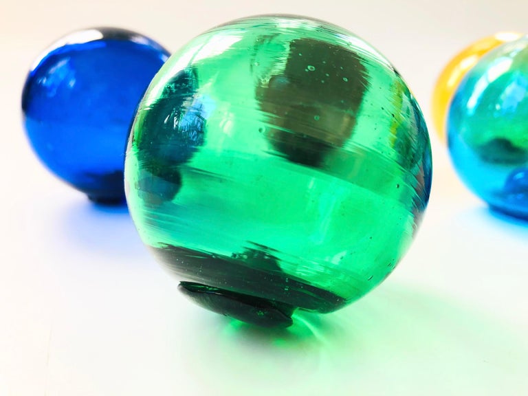 Set of 5 Colorful Vintage Glass Fishing Floats For Sale at 1stDibs